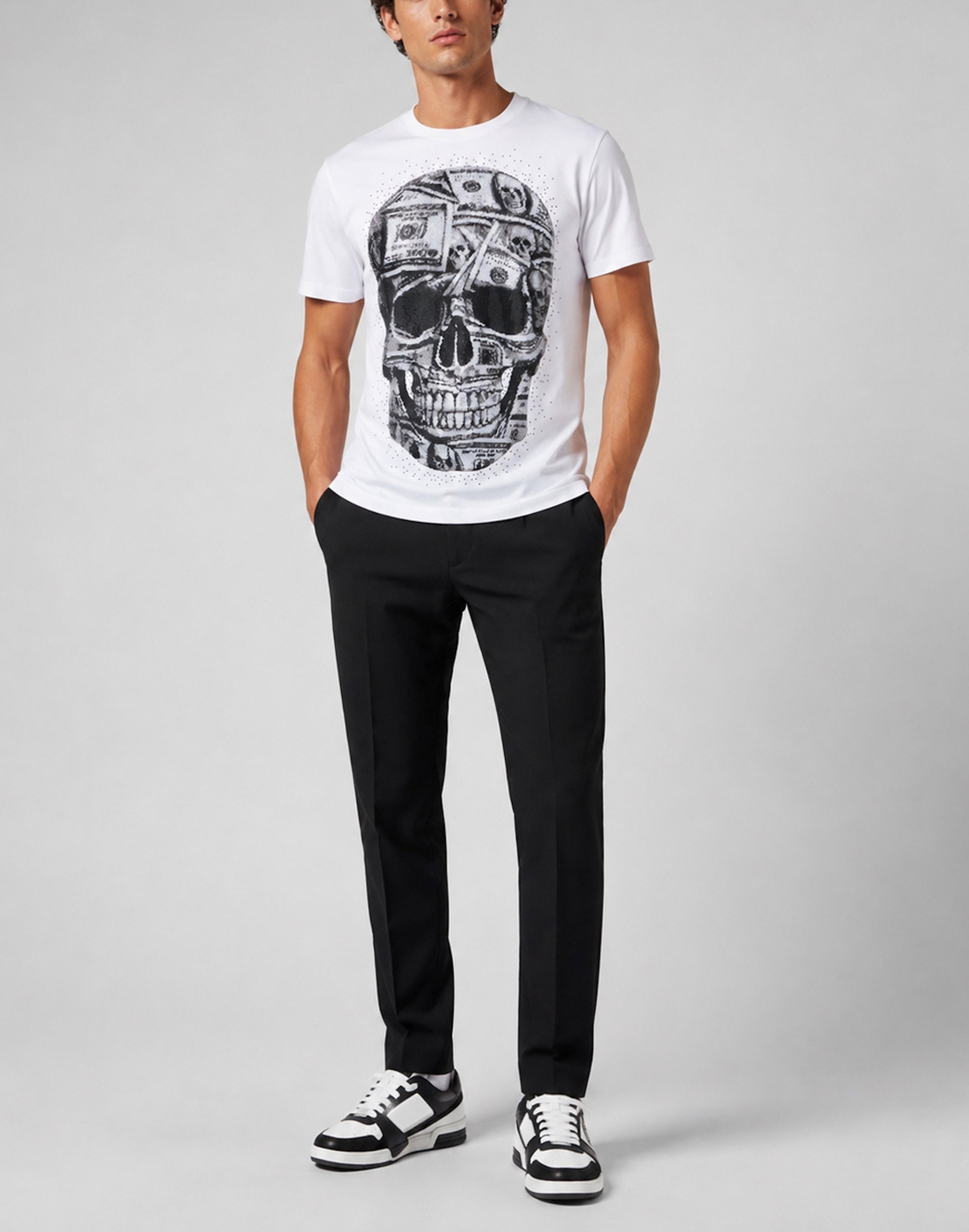 Jersey Round Neck T-Shirt SS Skull Dollar Stones