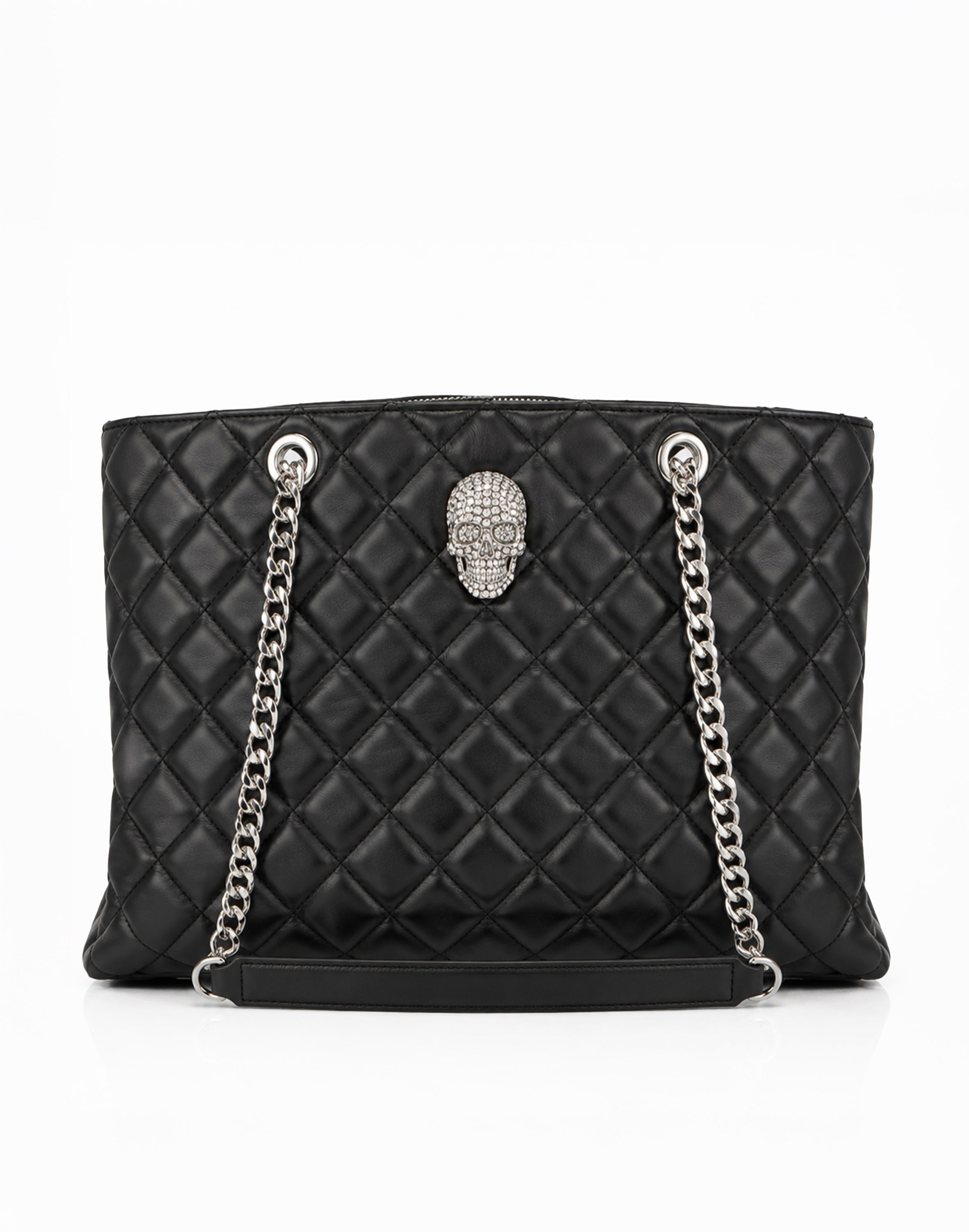 Nappa Handle Bag Skull Strass Matelasse