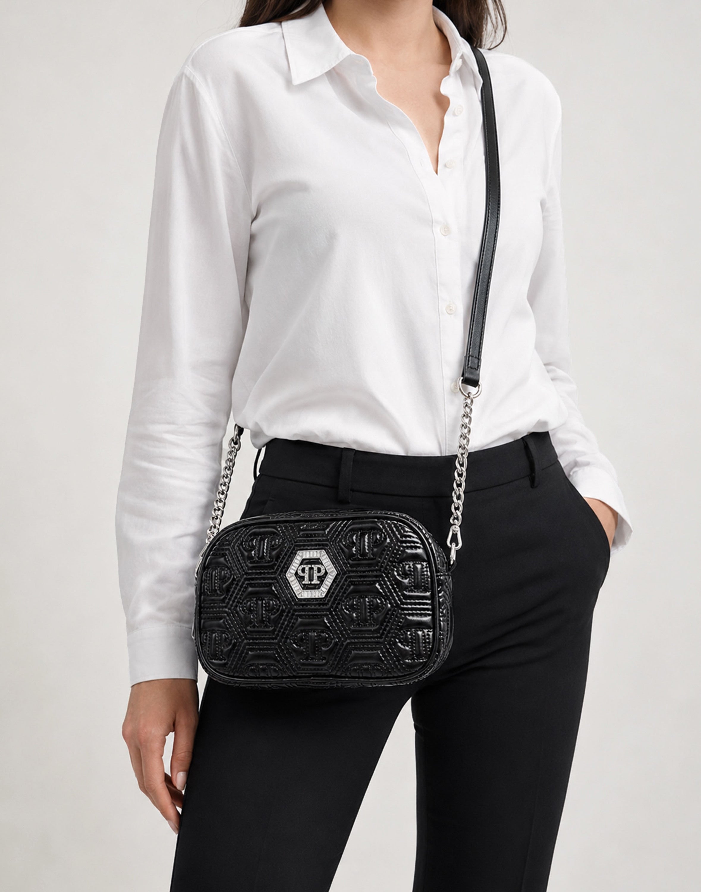 Leather Small Shoulder Bag Hexagon Matelasse