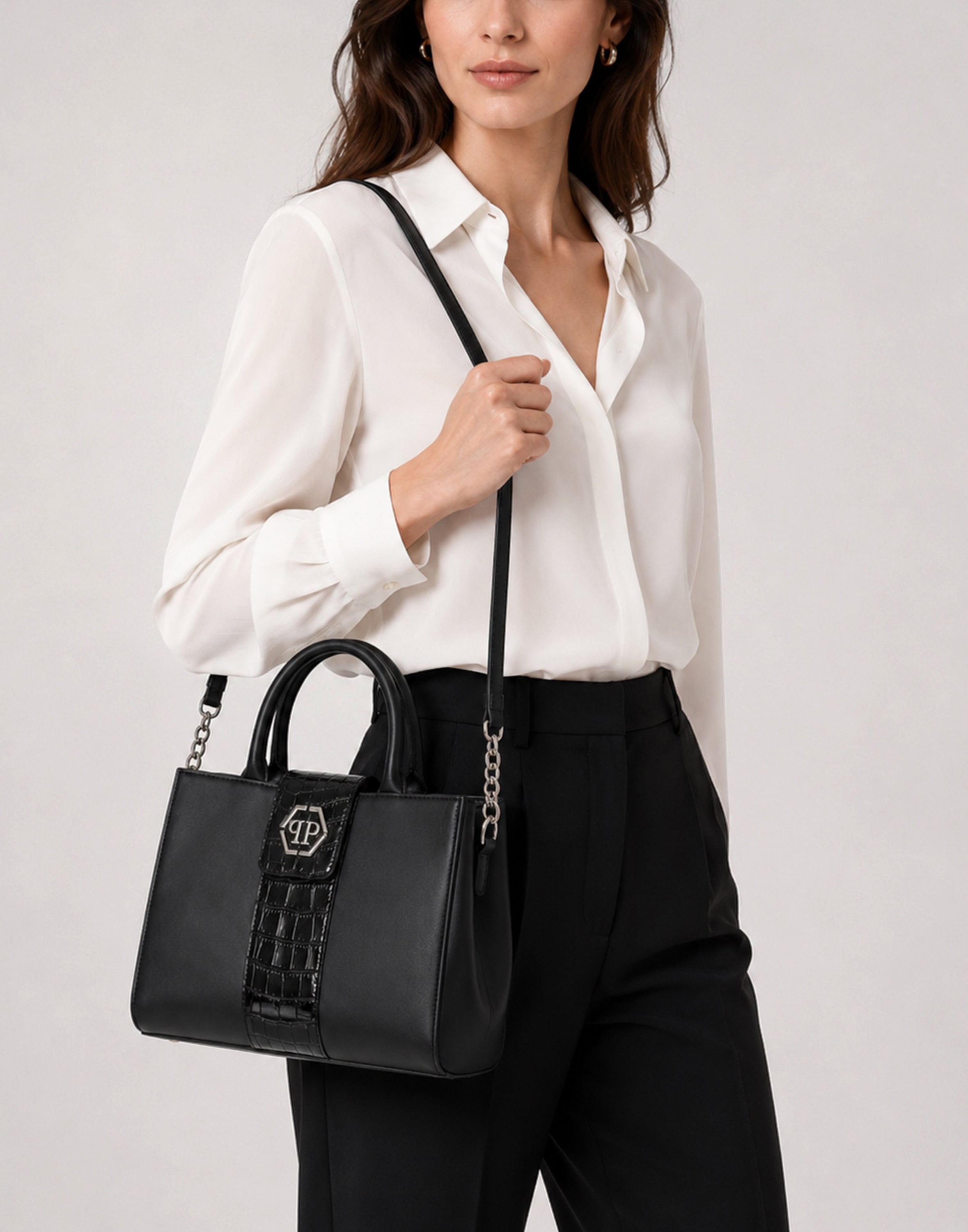 Nappa Handle Bag Hexagon Strass Cocco Cut