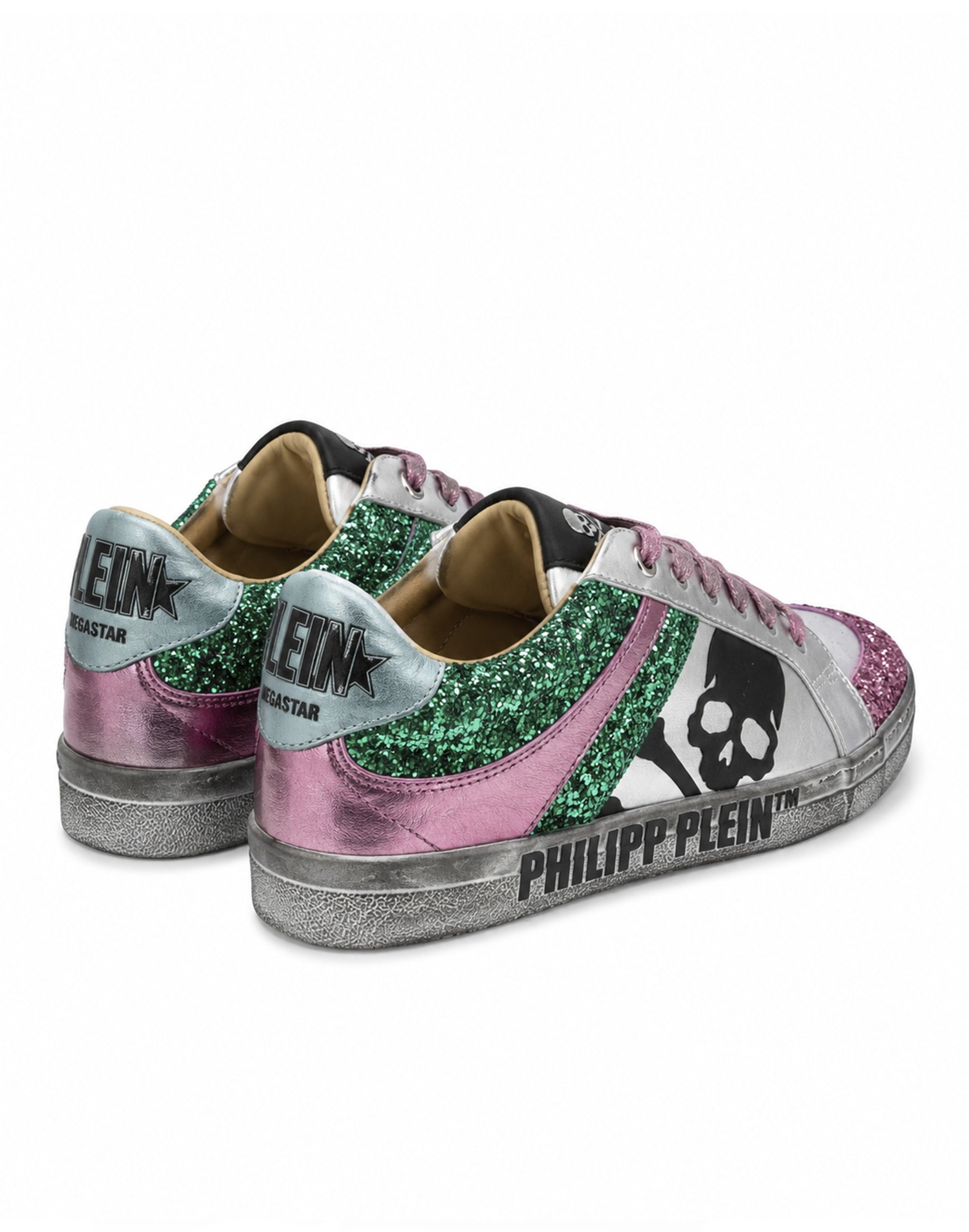 Nappa Leather Lo-Top Sneakers Glitter Skull