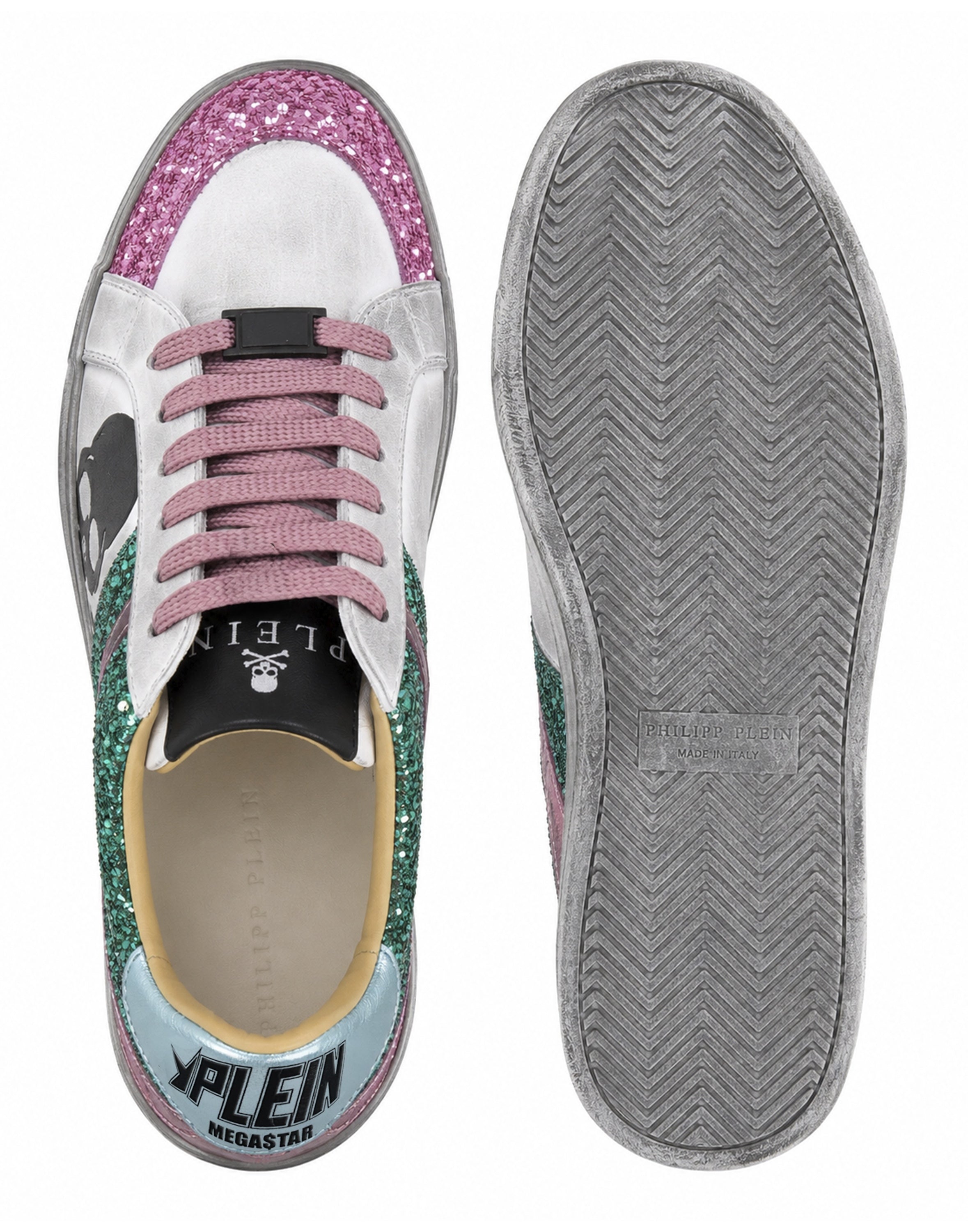 Nappa Leather Lo-Top Sneakers Glitter Skull