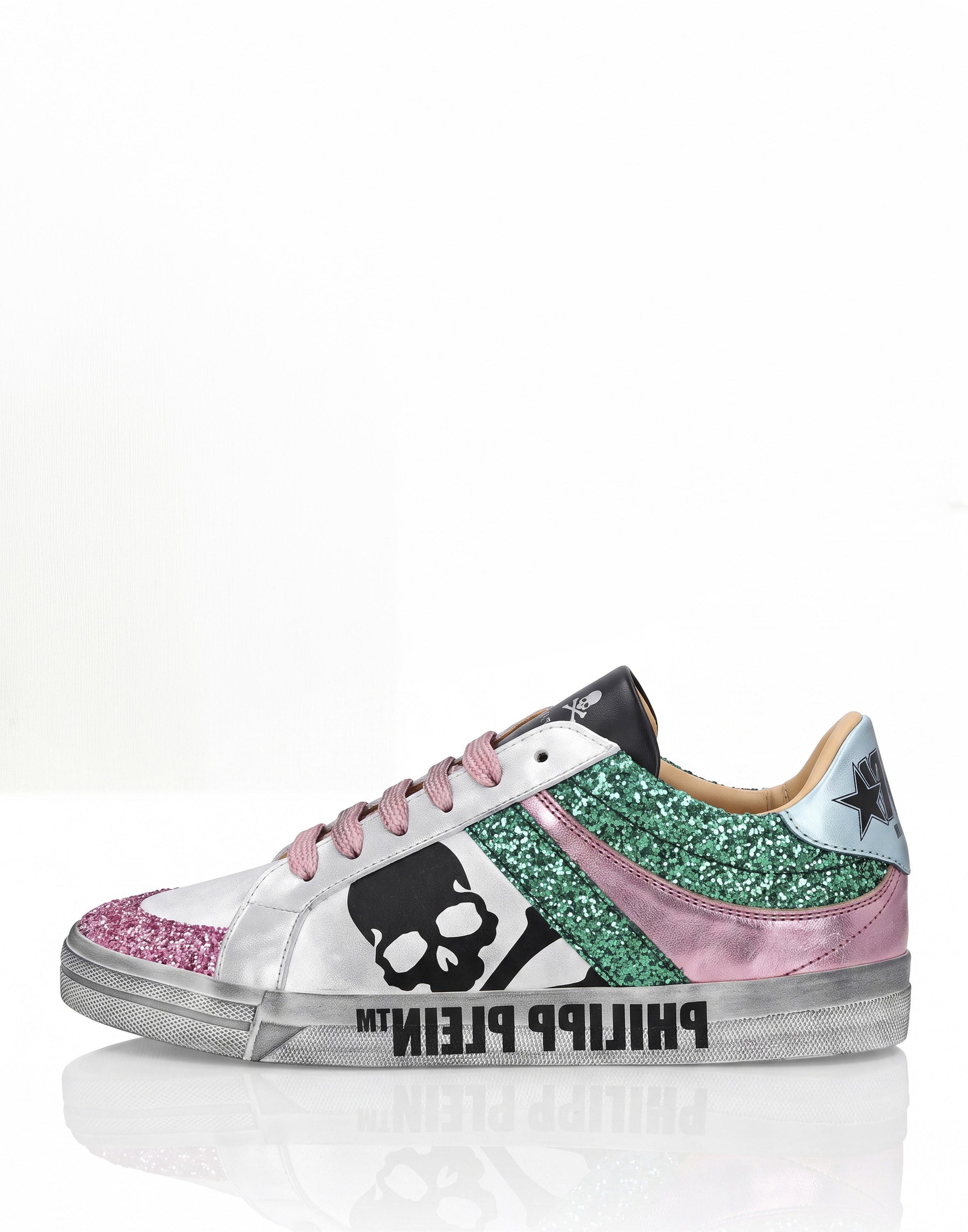 Nappa Leather Lo-Top Sneakers Glitter Skull
