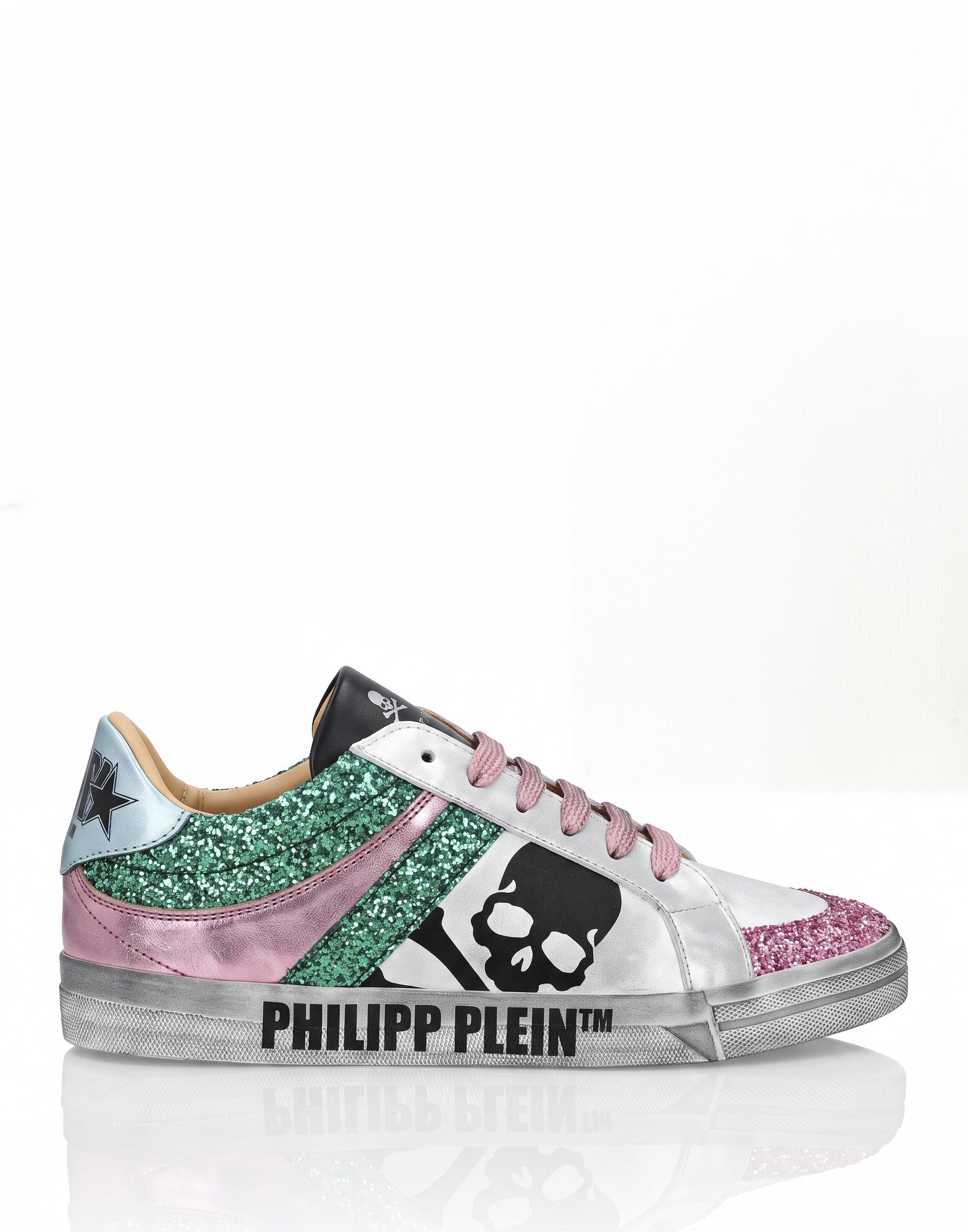 Nappa Leather Lo-Top Sneakers Glitter Skull