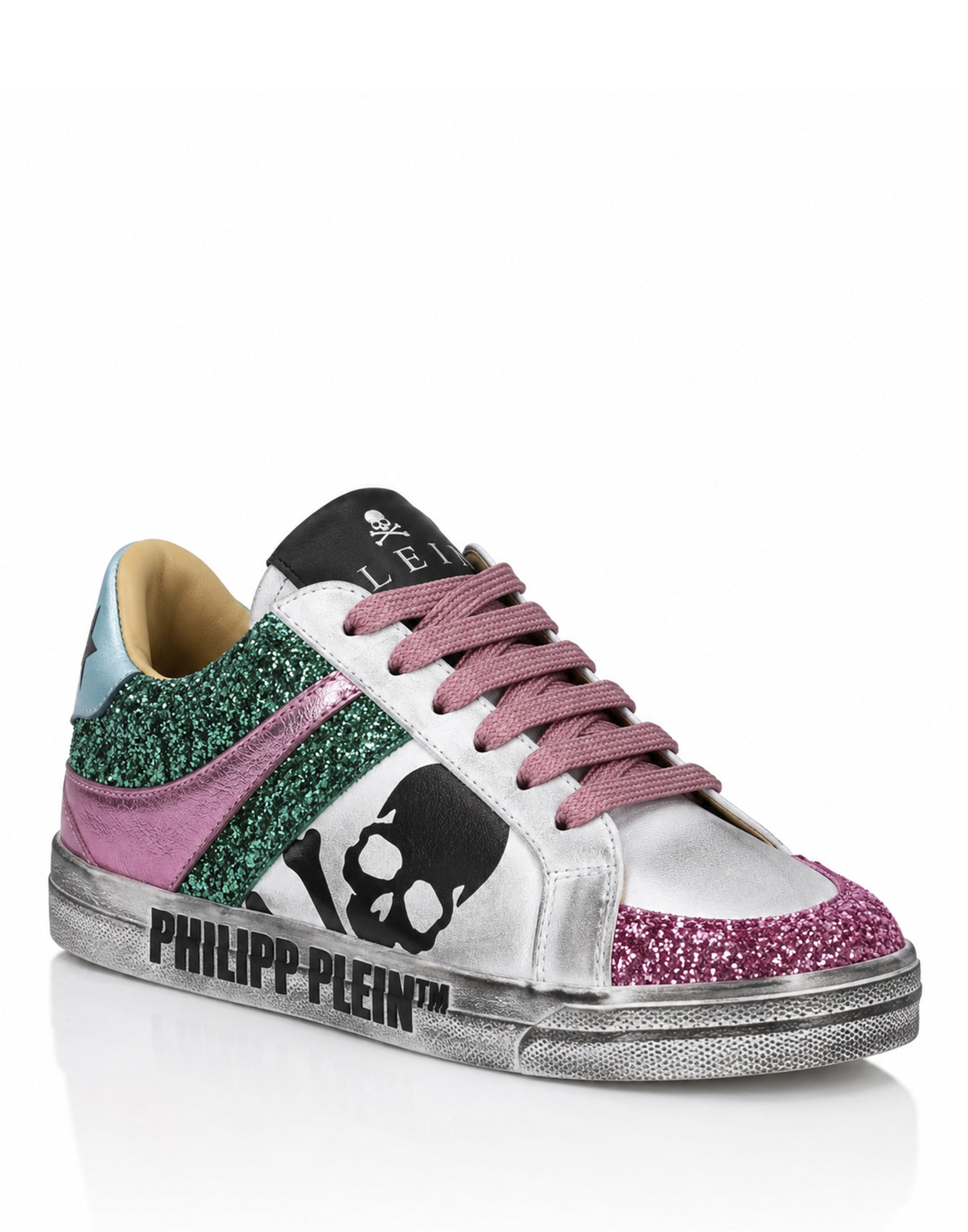 Nappa Leather Lo-Top Sneakers Glitter Skull