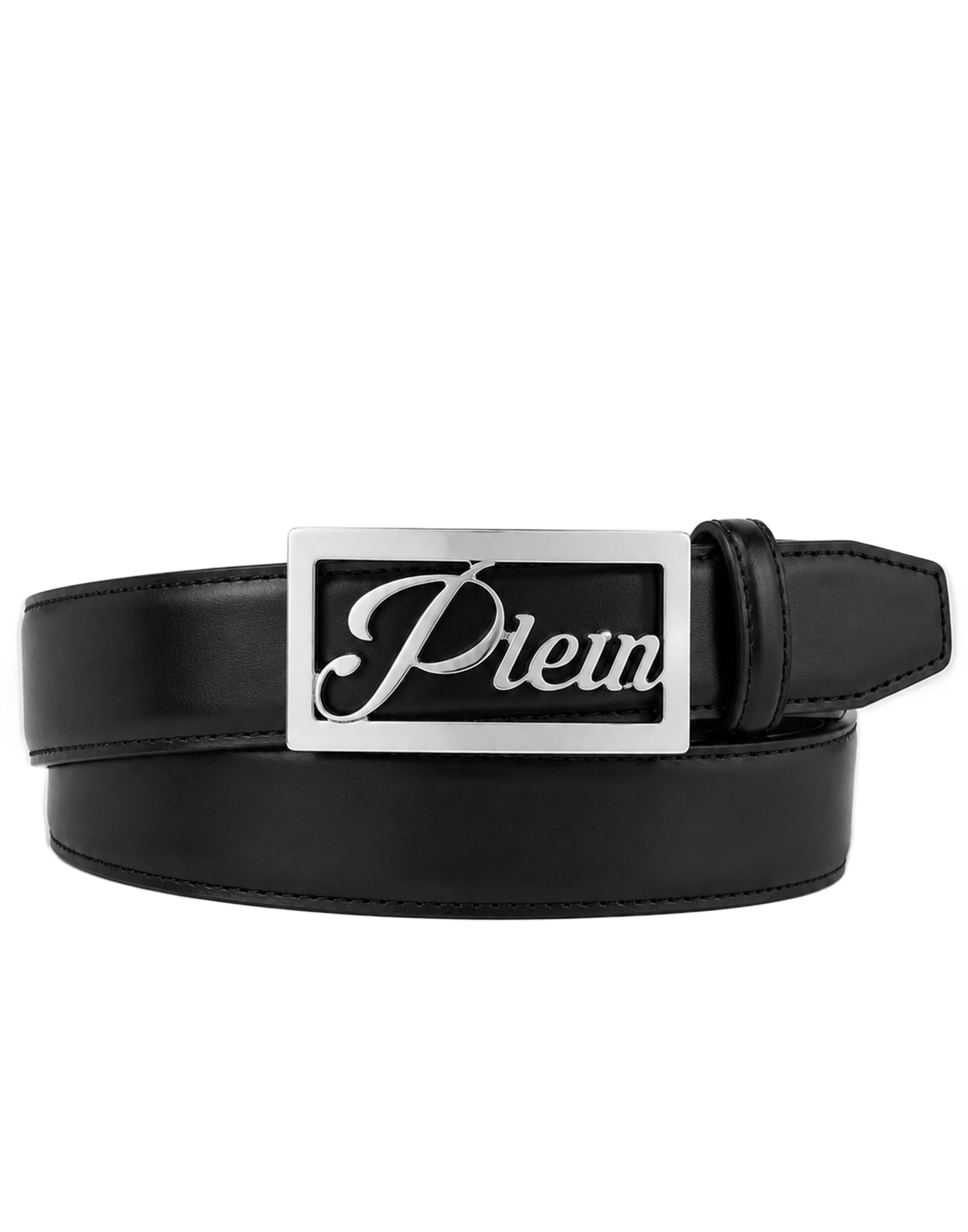 Plein signature log leather belt