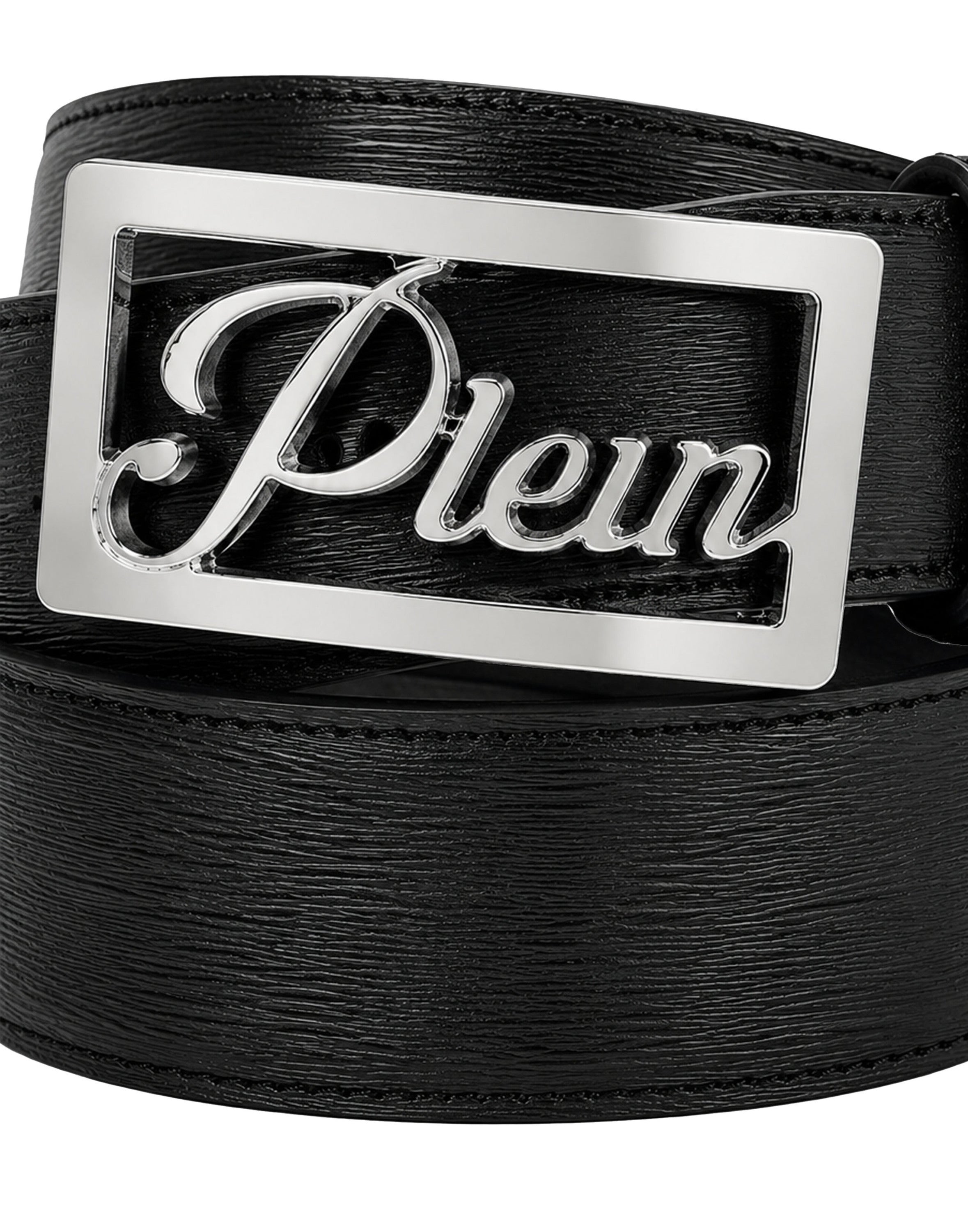 Plein signature log leather belt