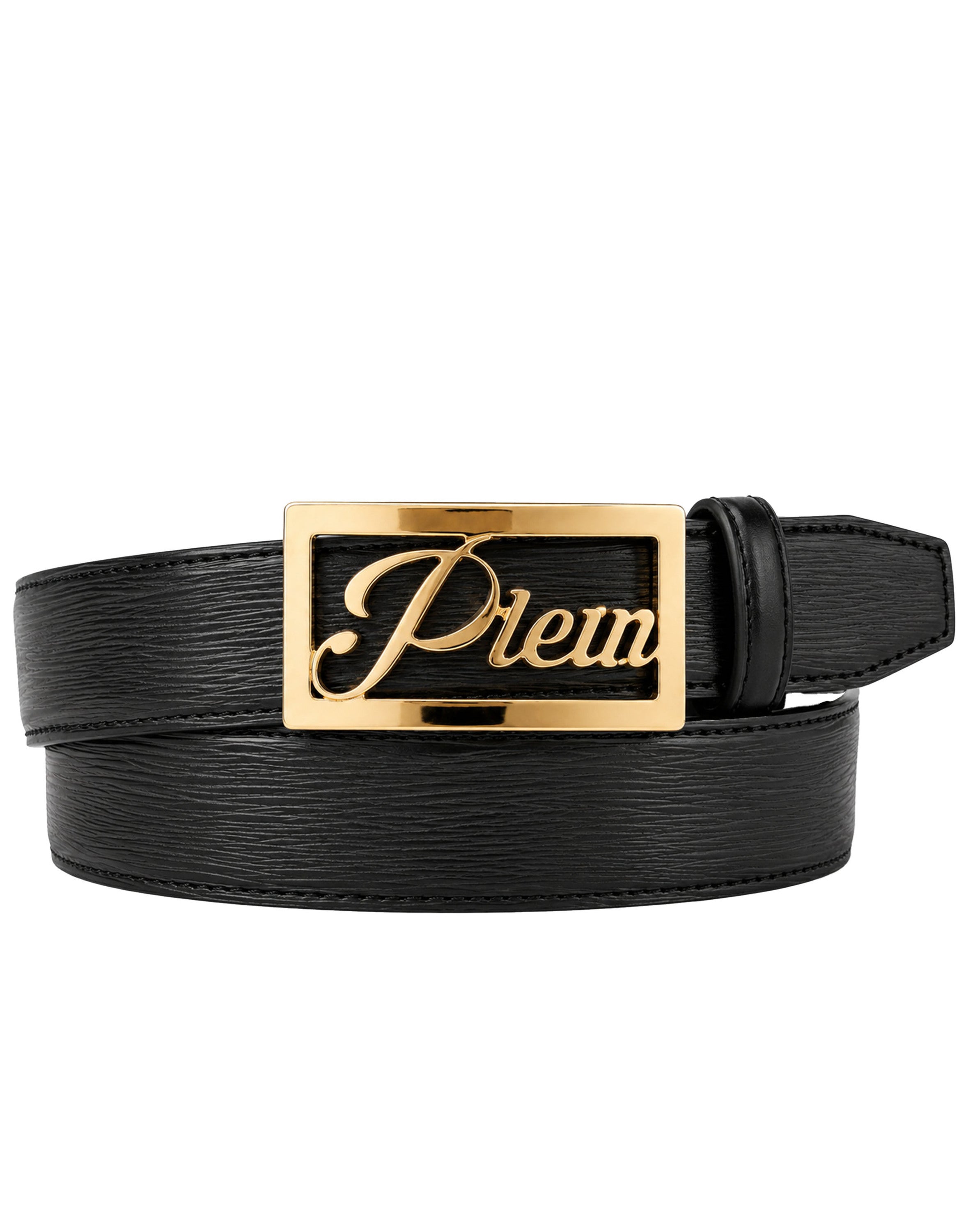 Plein signature log leather belt