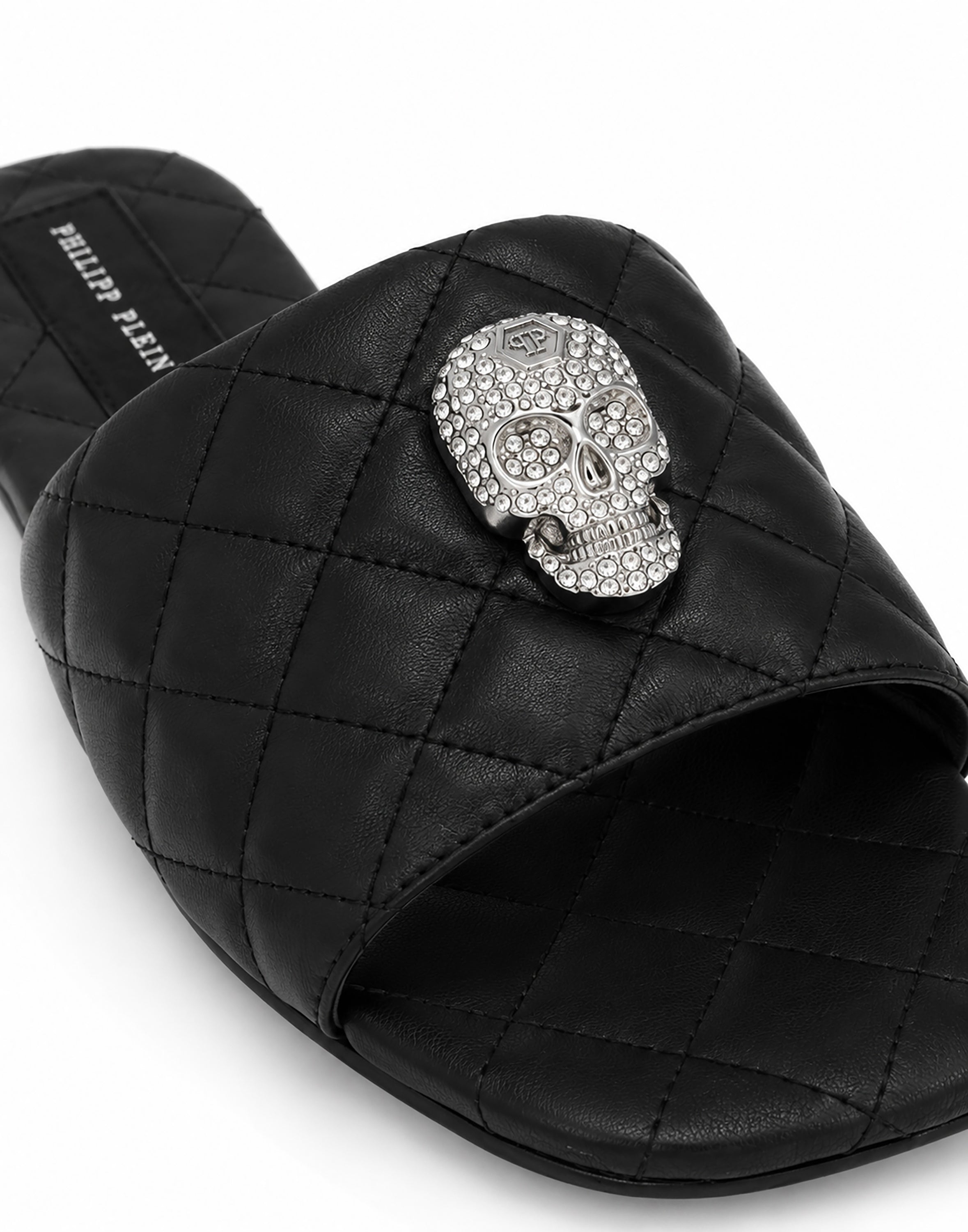Nappa Flat Matelasse Sandals Crystal Skull