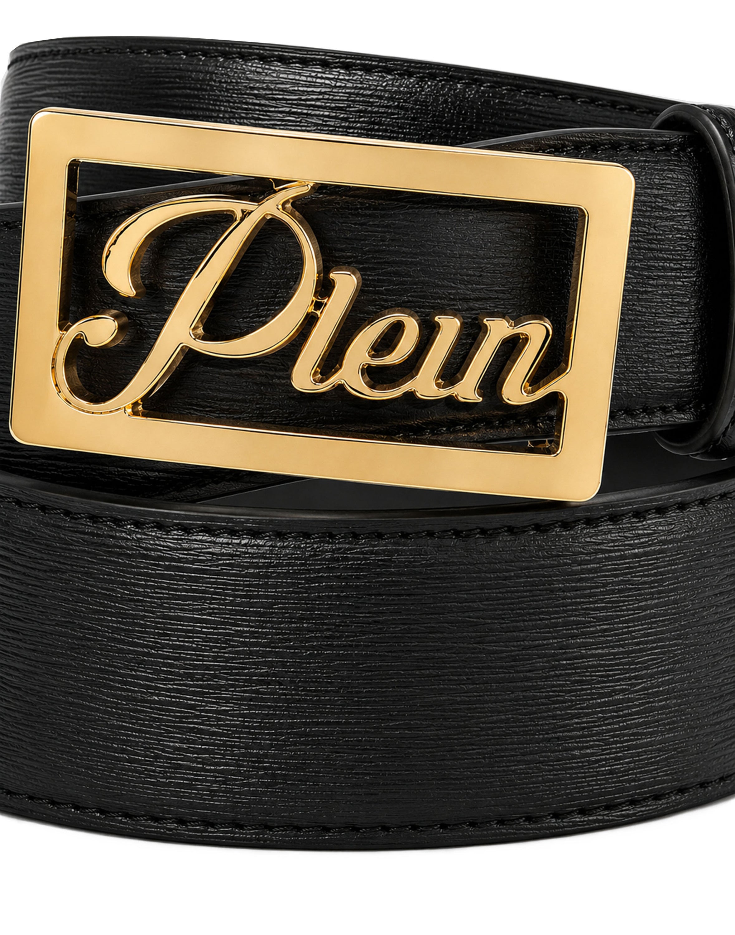 Plein signature log leather belt