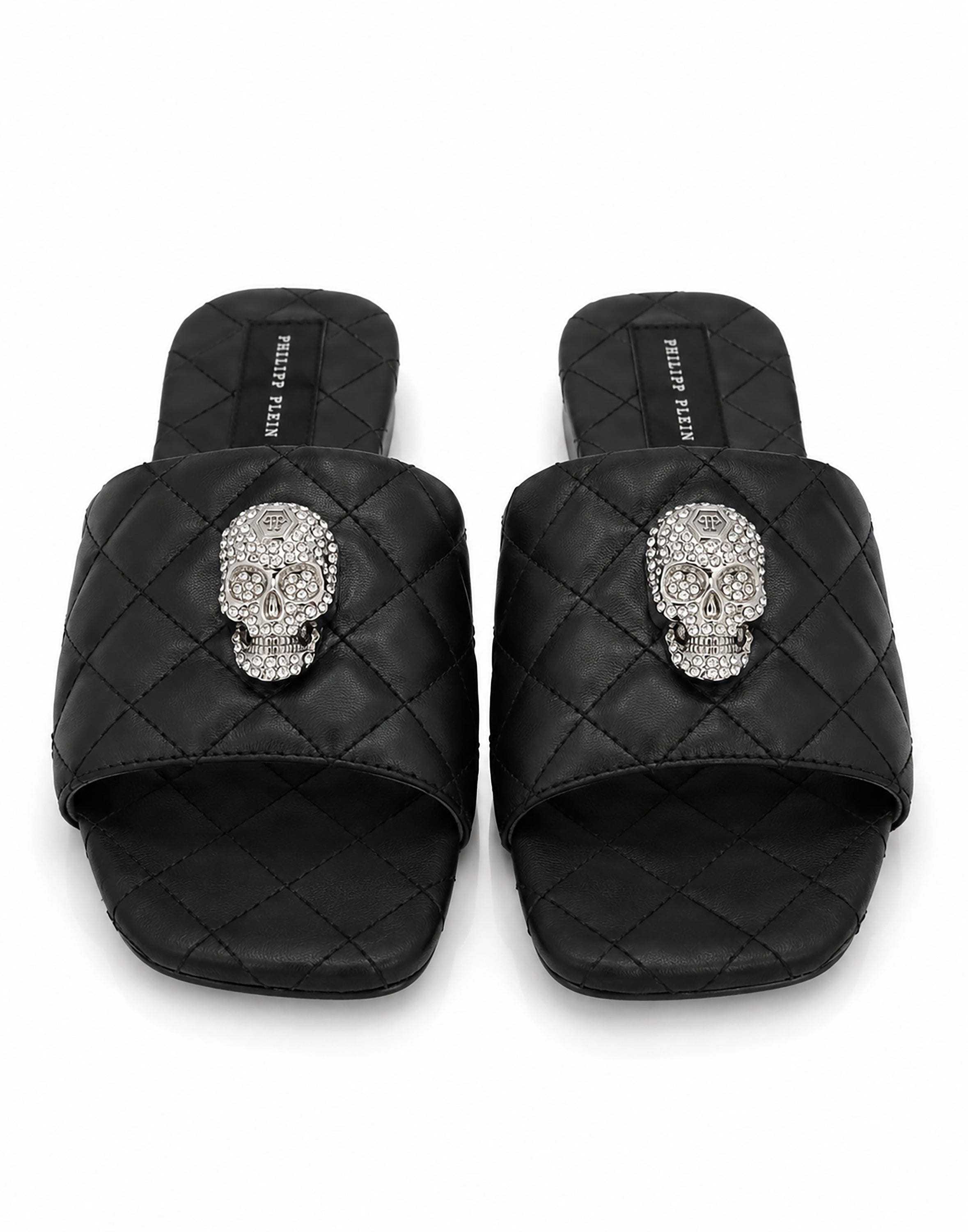 Nappa Flat Matelasse Sandals Crystal Skull