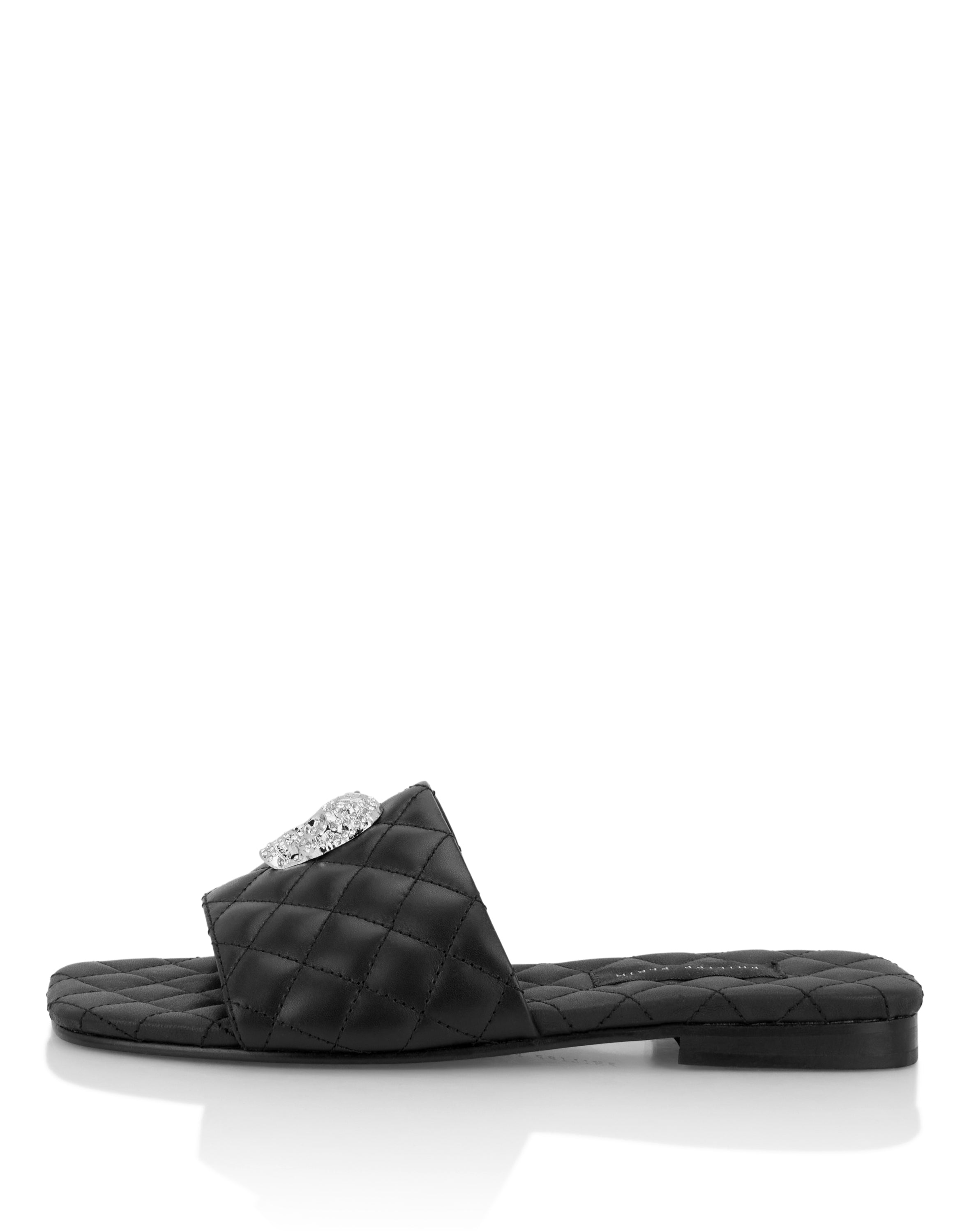 Nappa Flat Matelasse Sandals Crystal Skull