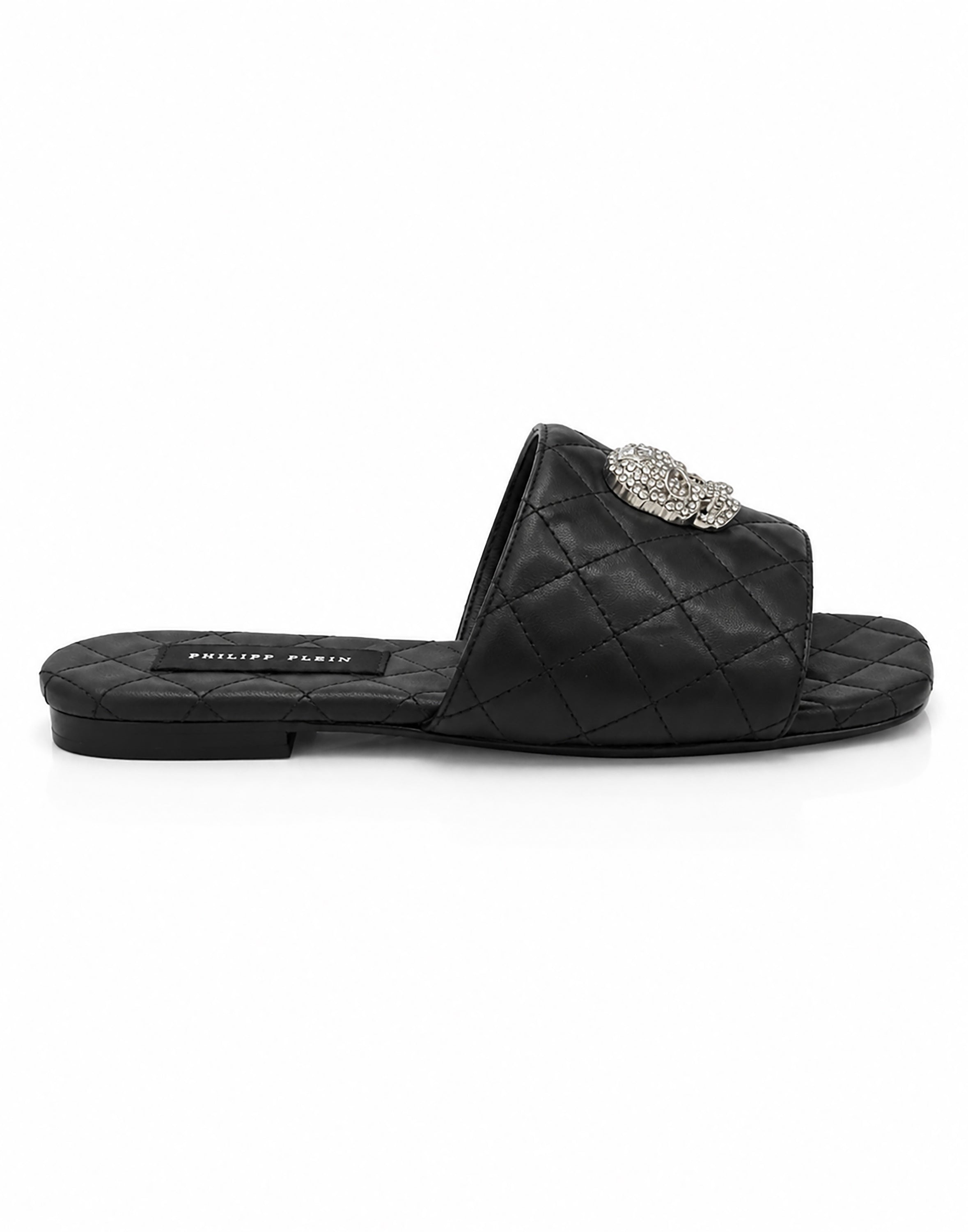 Nappa Flat Matelasse Sandals Crystal Skull