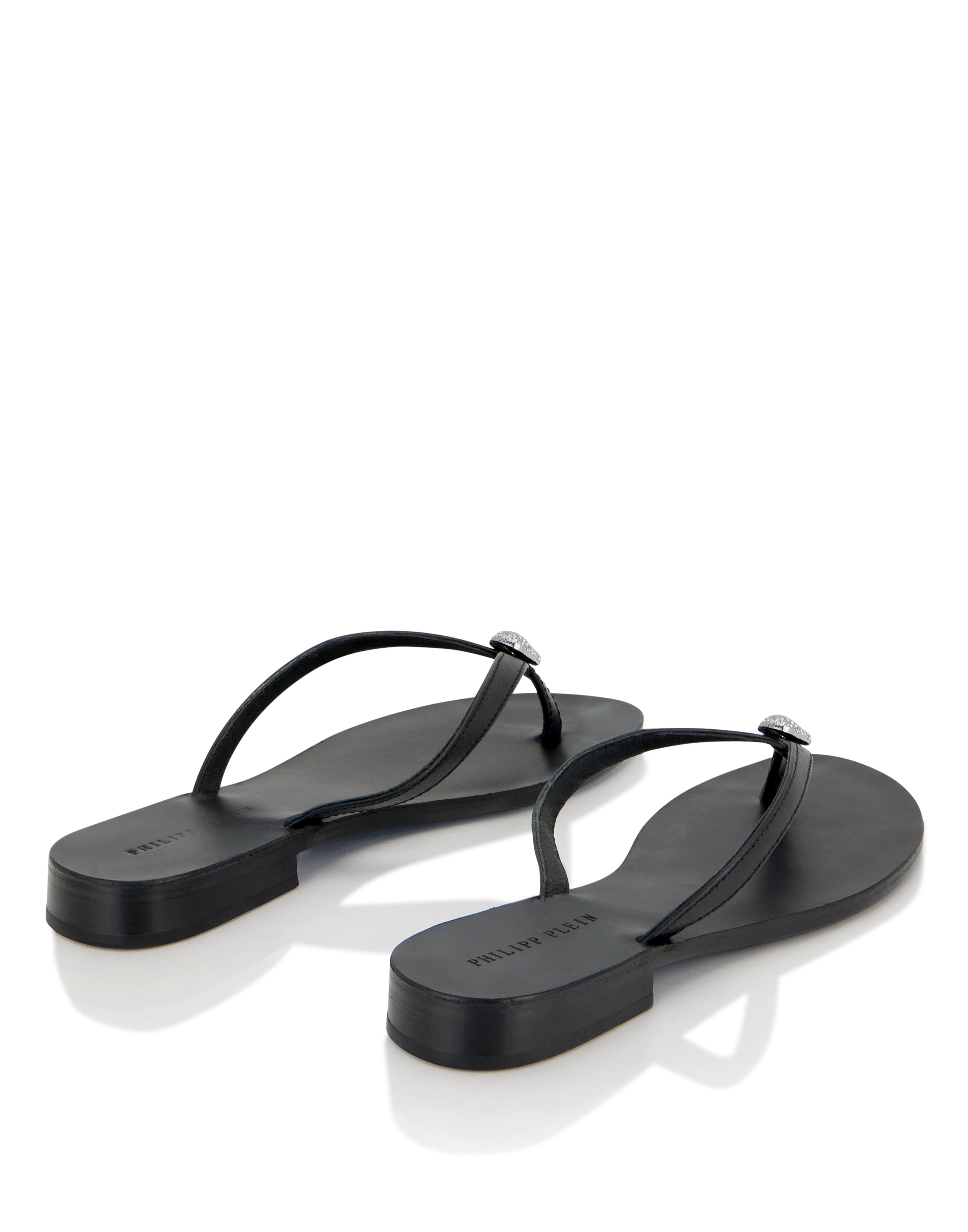 Nappa Flip Flop Sandals Crystal Skull