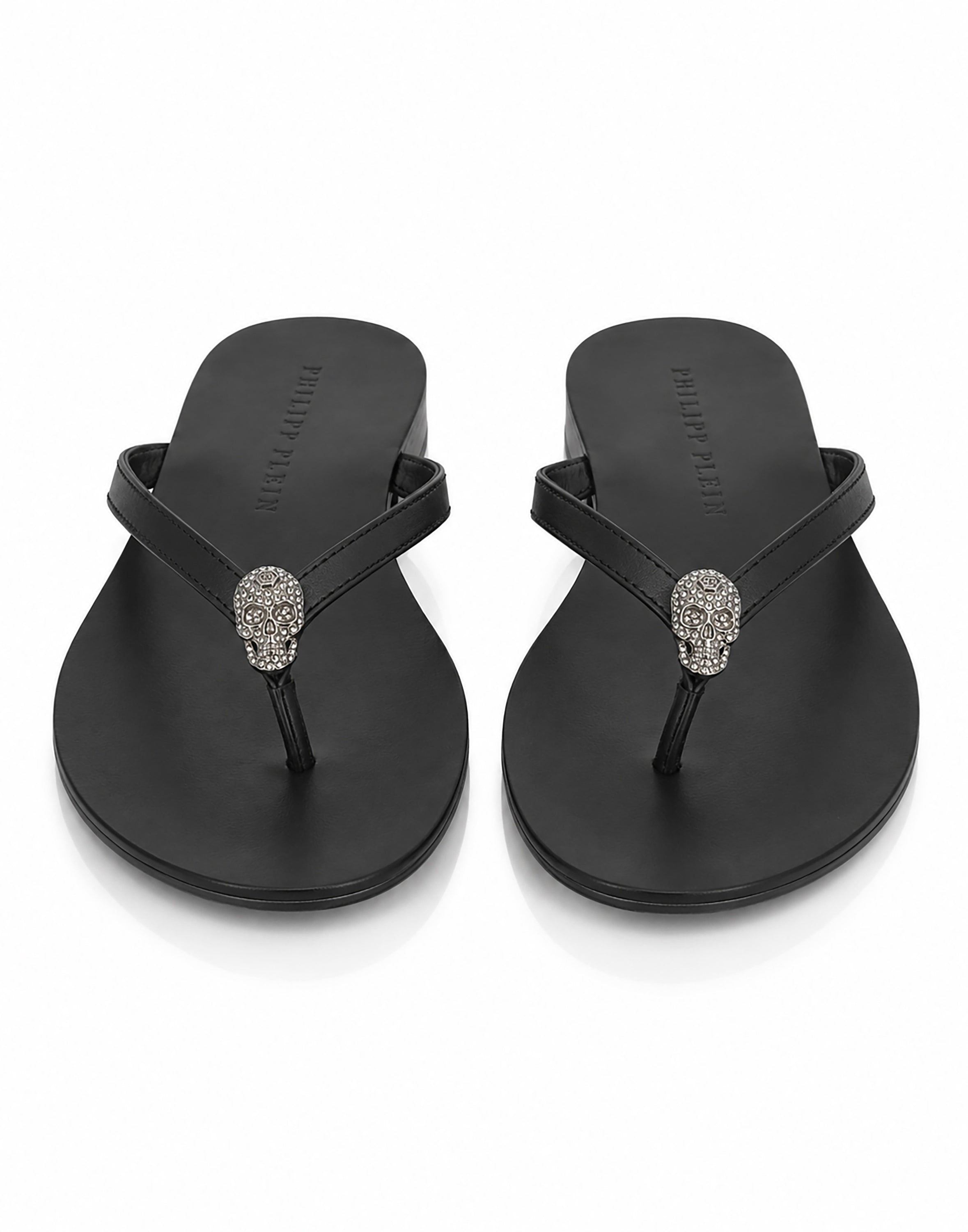 Nappa Flip Flop Sandals Crystal Skull