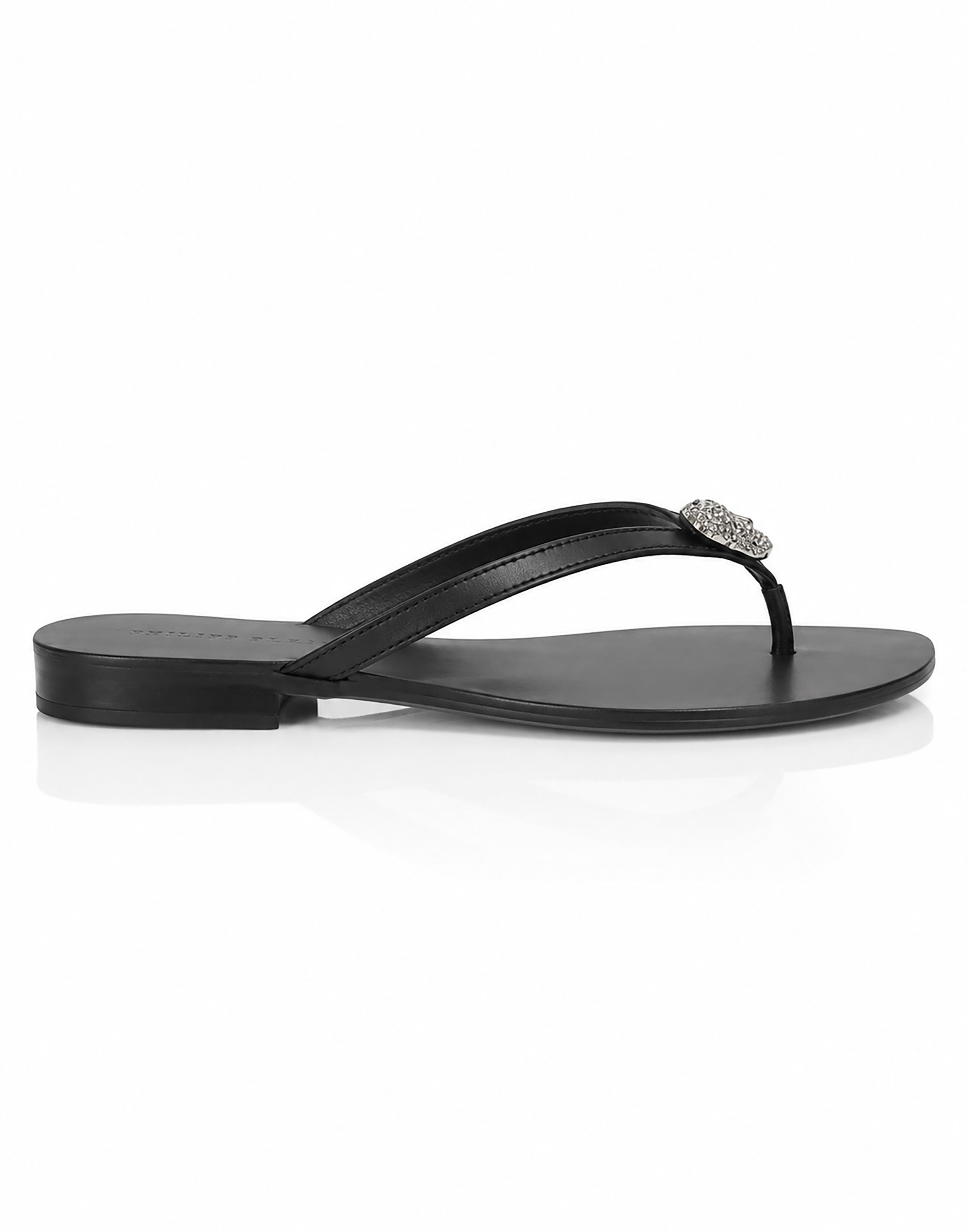 Nappa Flip Flop Sandals Crystal Skull