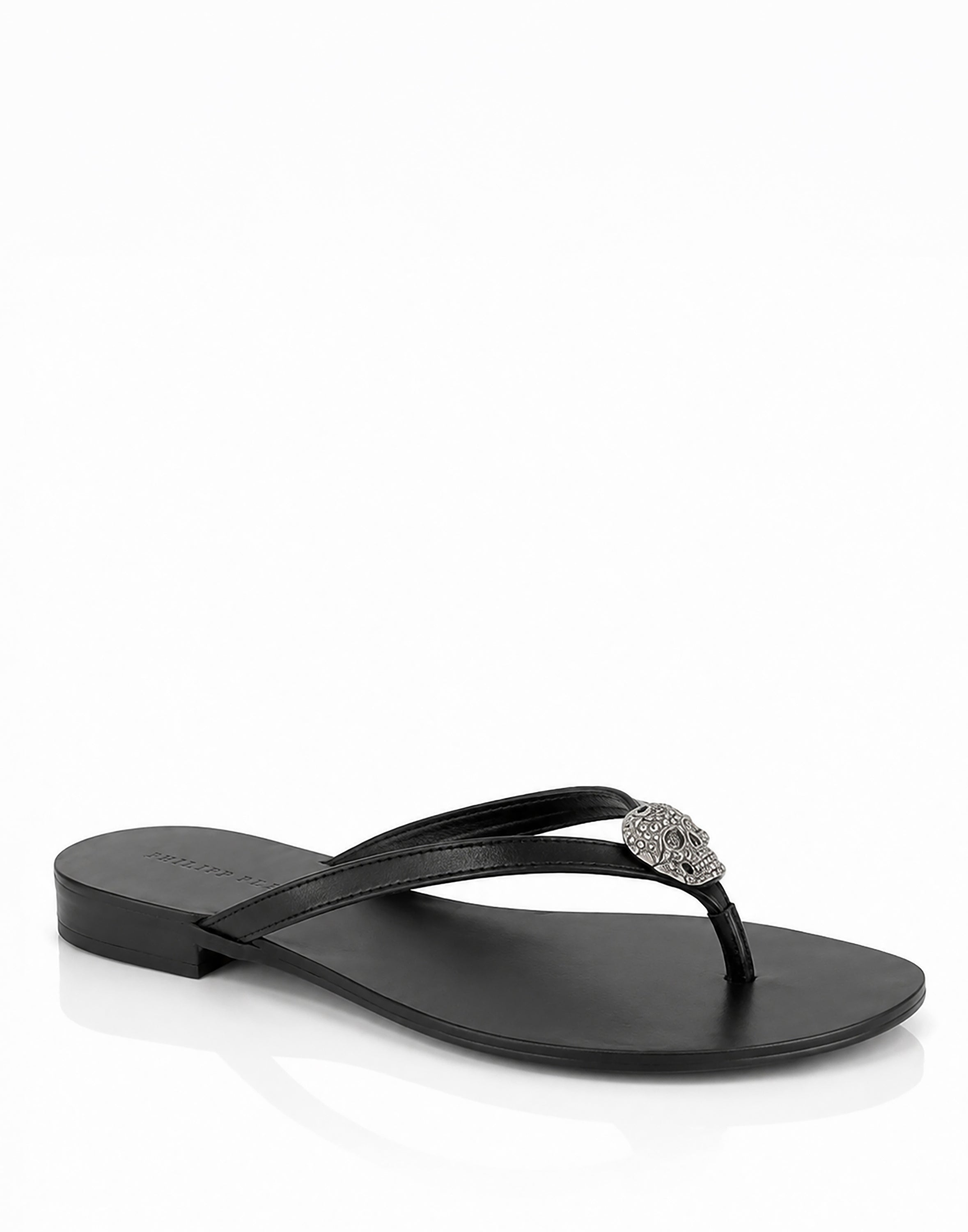 Nappa Flip Flop Sandals Crystal Skull