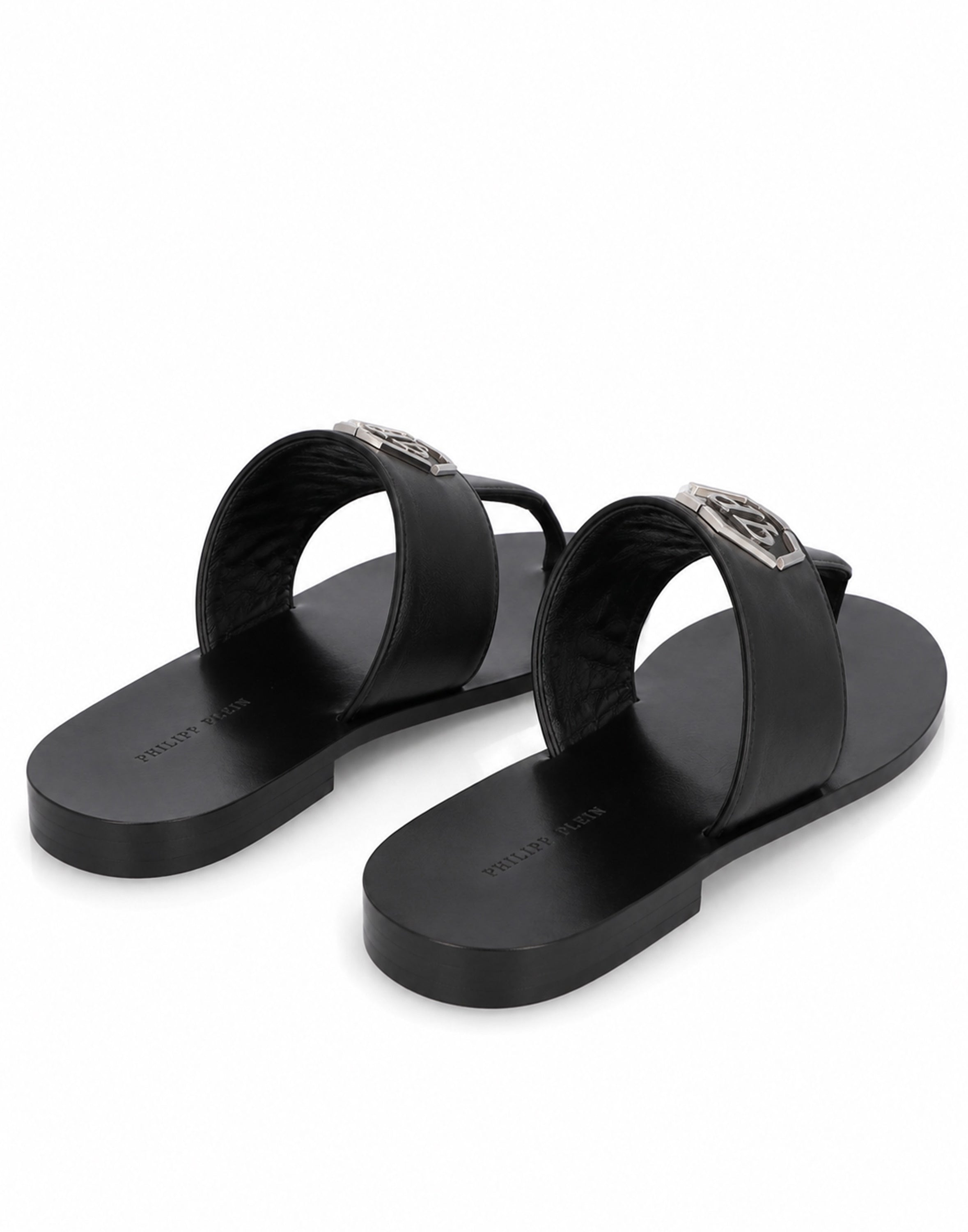Leather Flat Sandals Hexagon