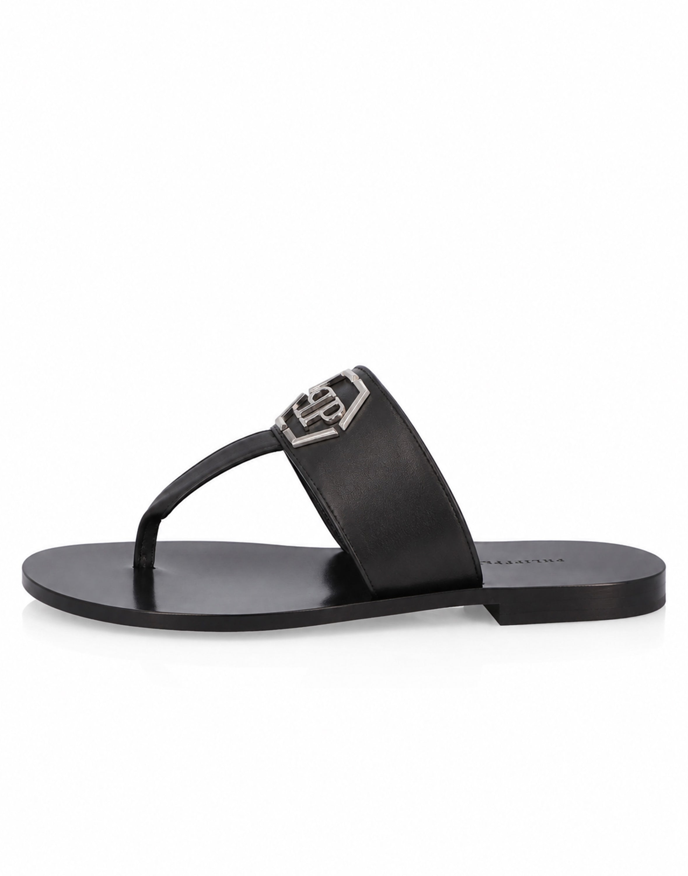 Leather Flat Sandals Hexagon