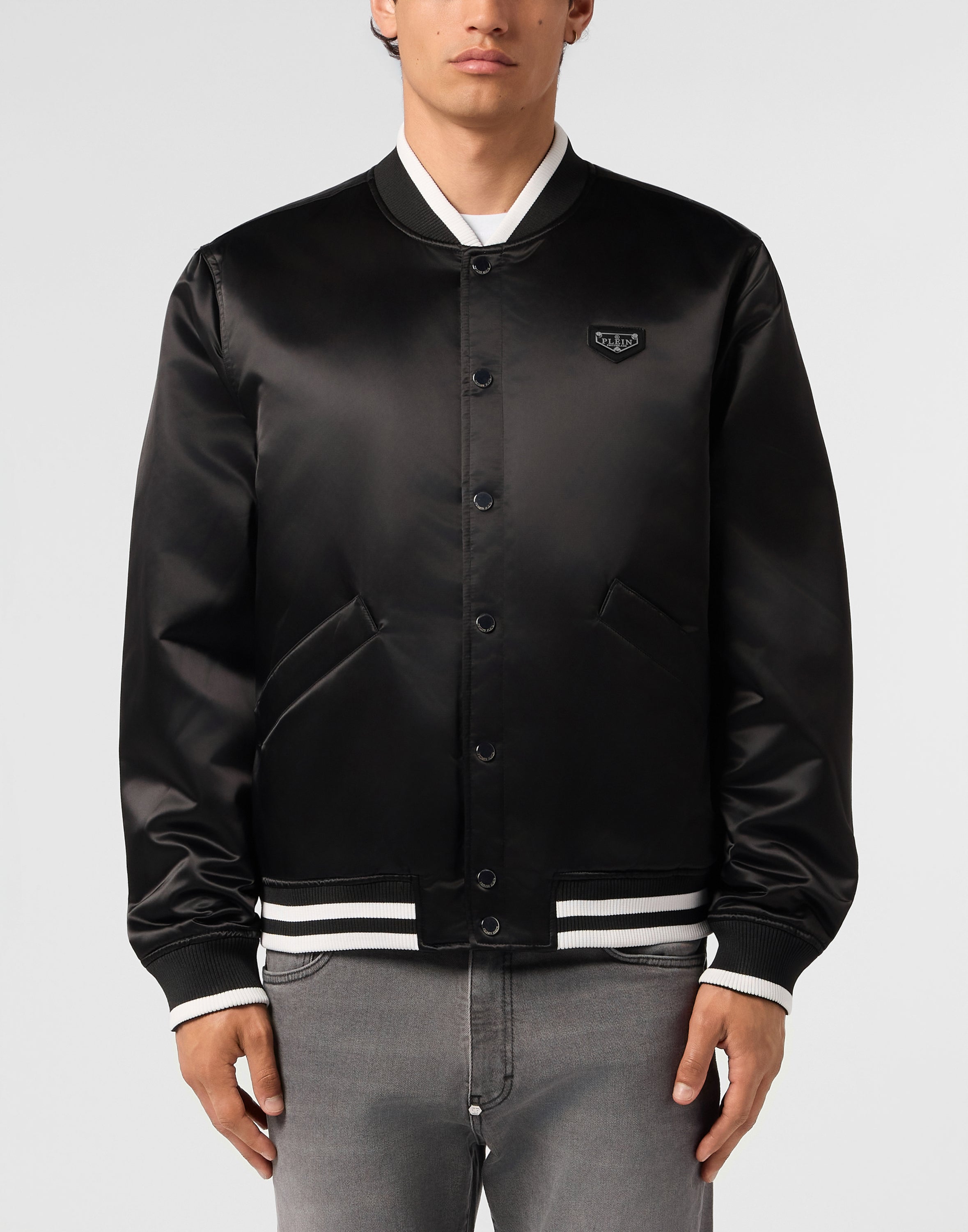 Satin College Bomber Plein Logo