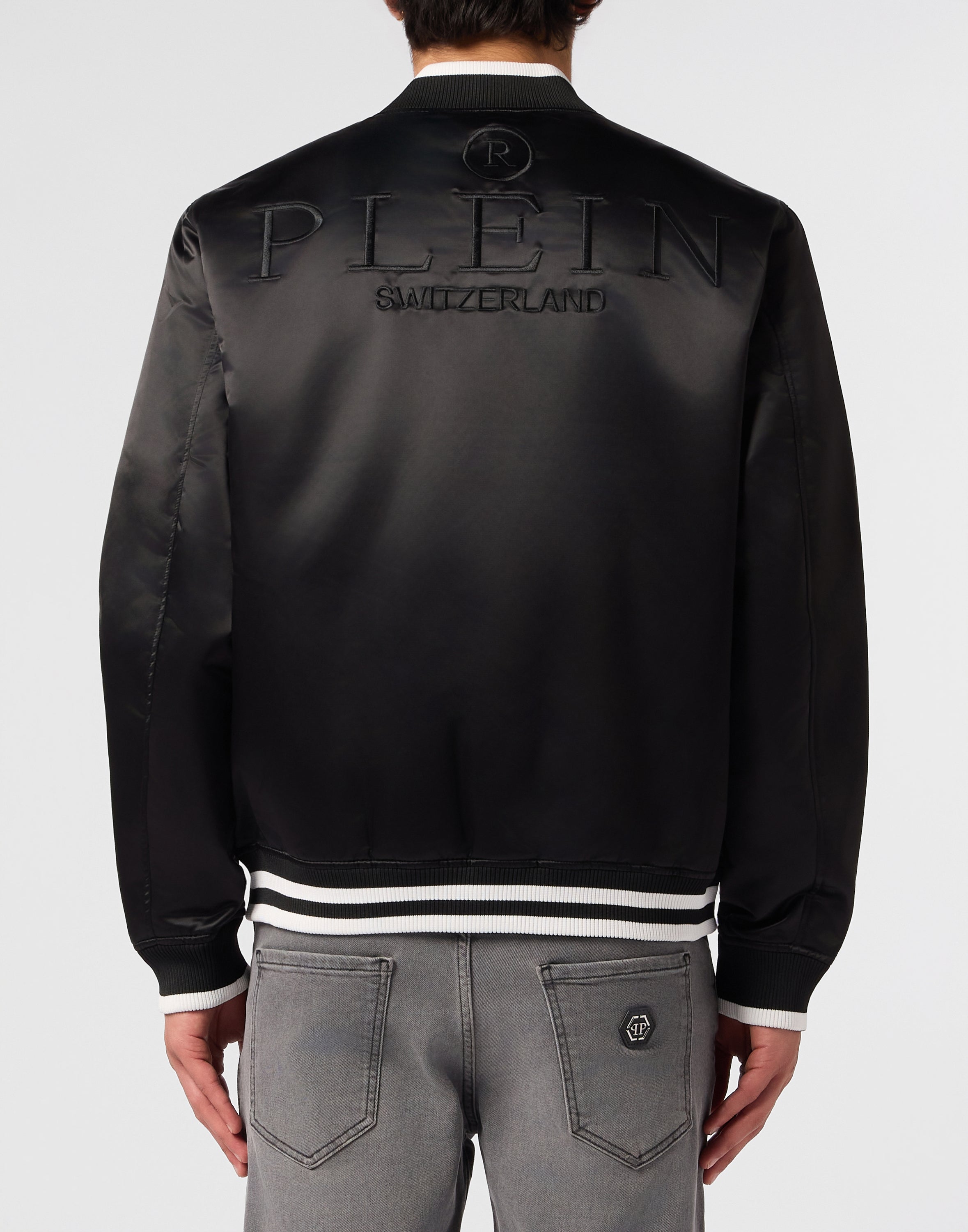 Satin College Bomber Plein Logo