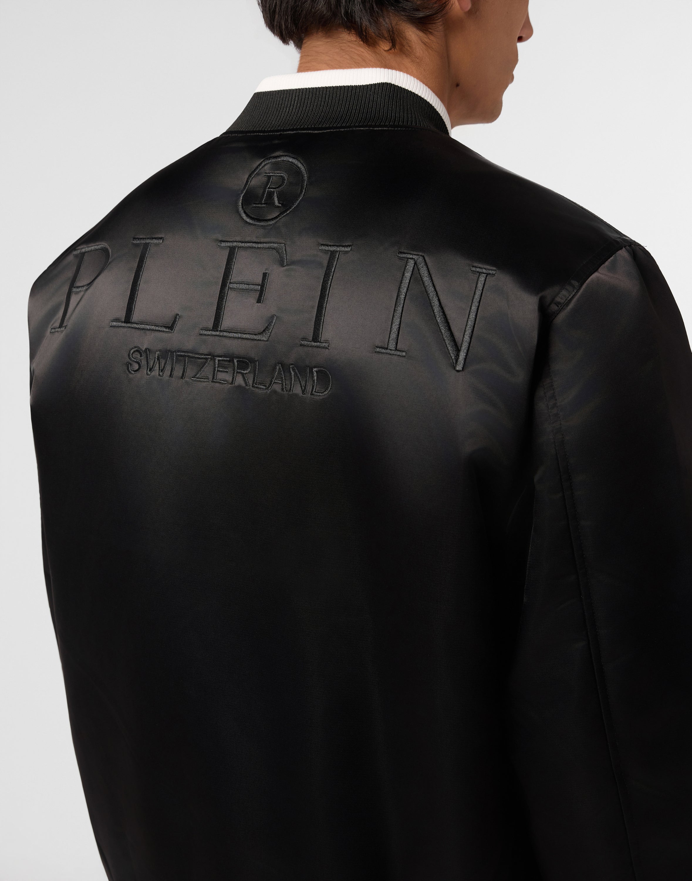 Satin College Bomber Plein Logo