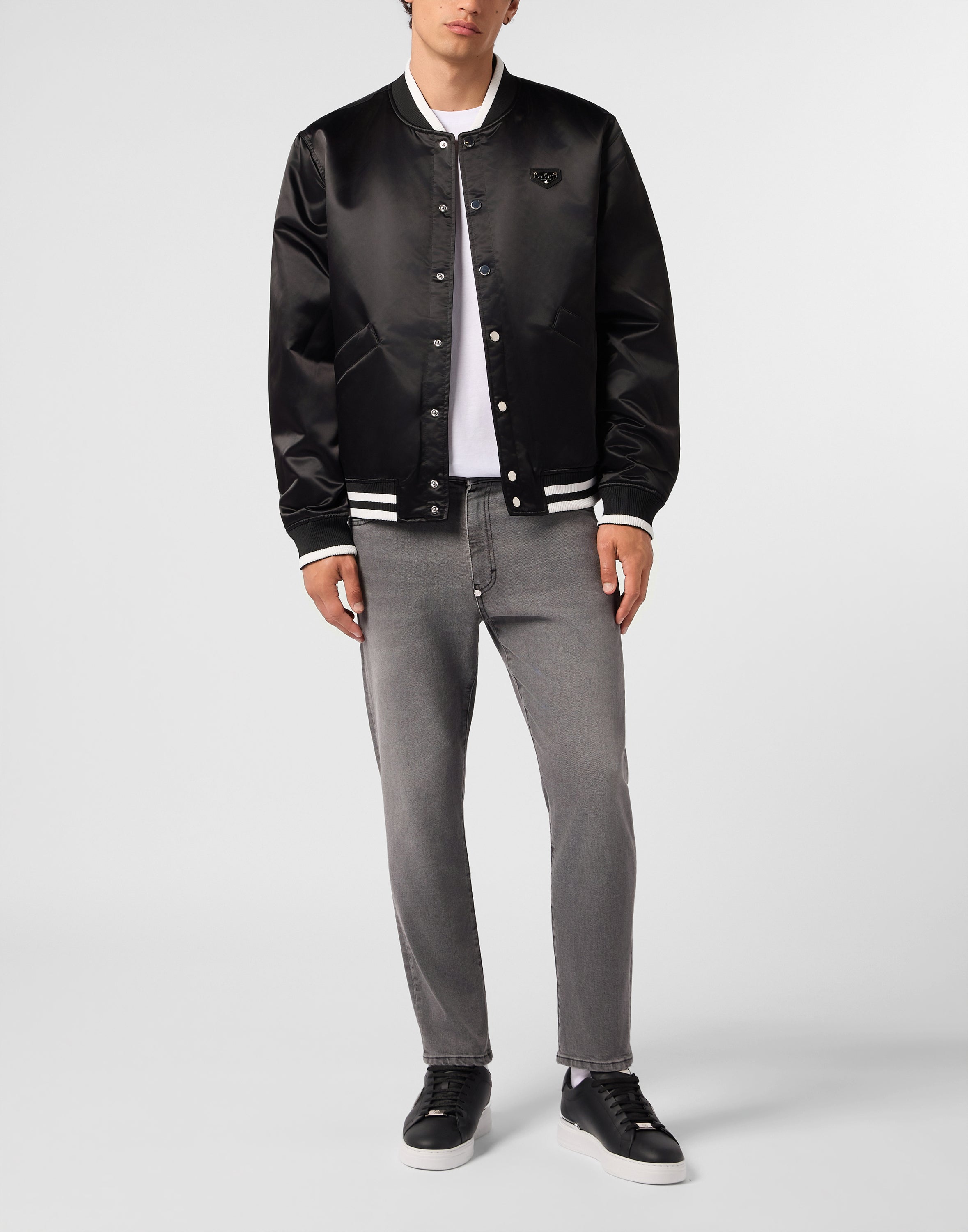 Satin College Bomber Plein Logo