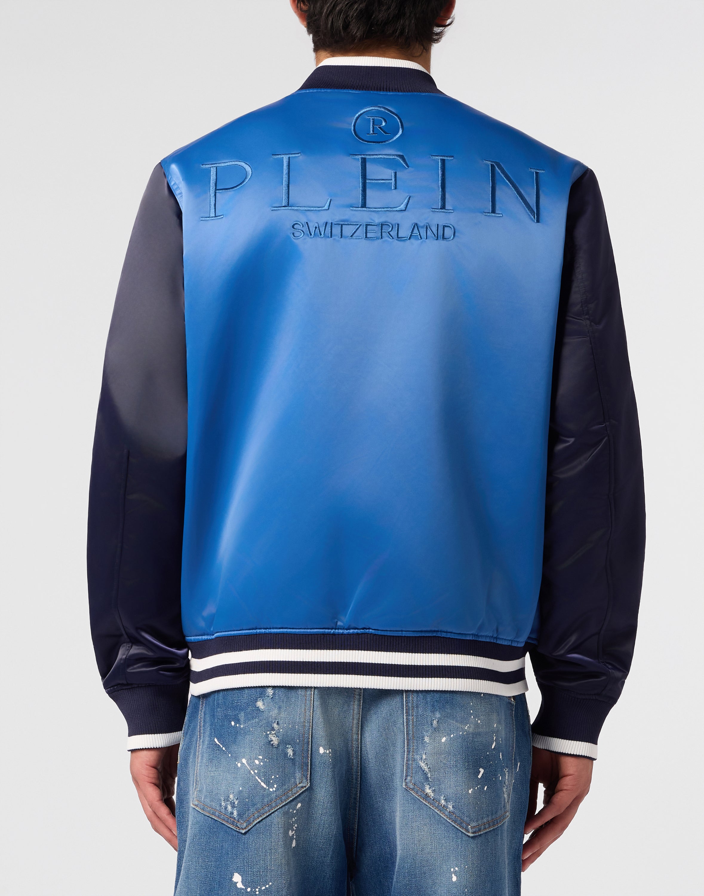 Satin College Bomber Plein Logo