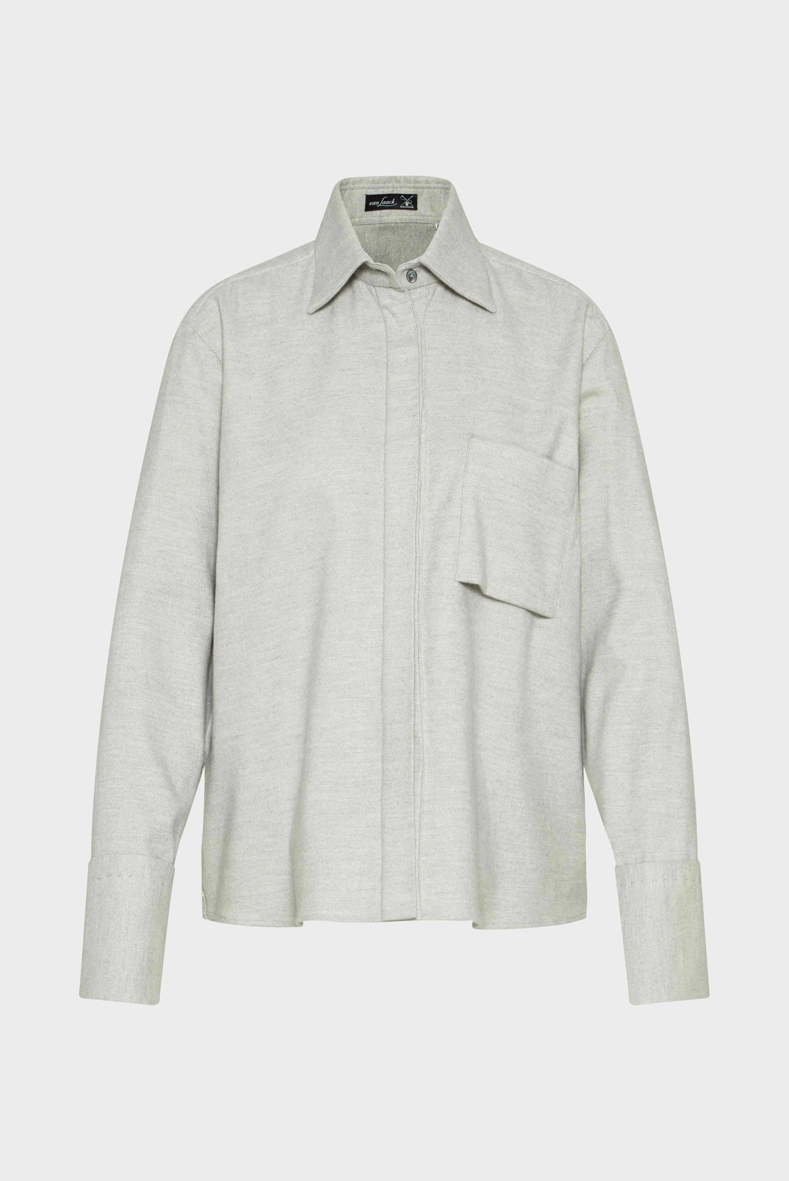 Oversized Hemdbluse mit Brusttasche Grau
