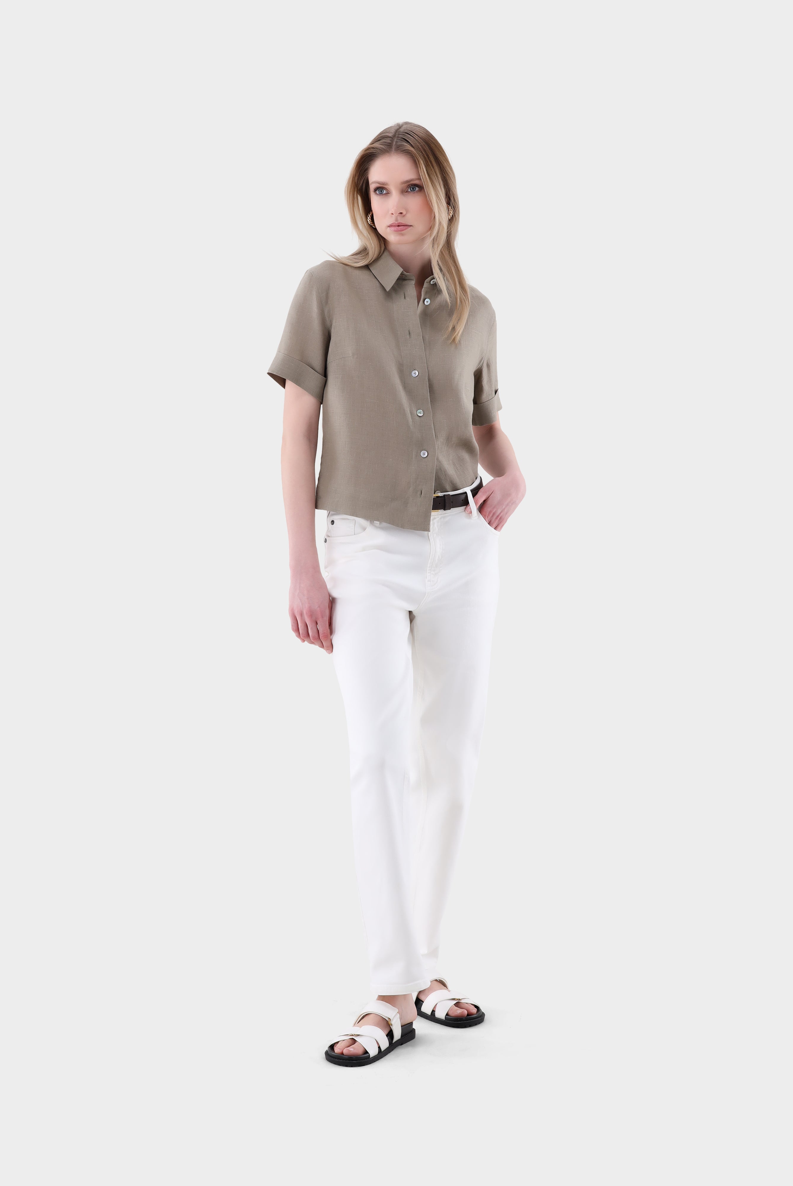 Van Laack-Kurzarm Hemdbluse aus Leinen Boxy Fit-Hemden & Blusen-Black-Deal-Outlet-by-ARCHIVIST