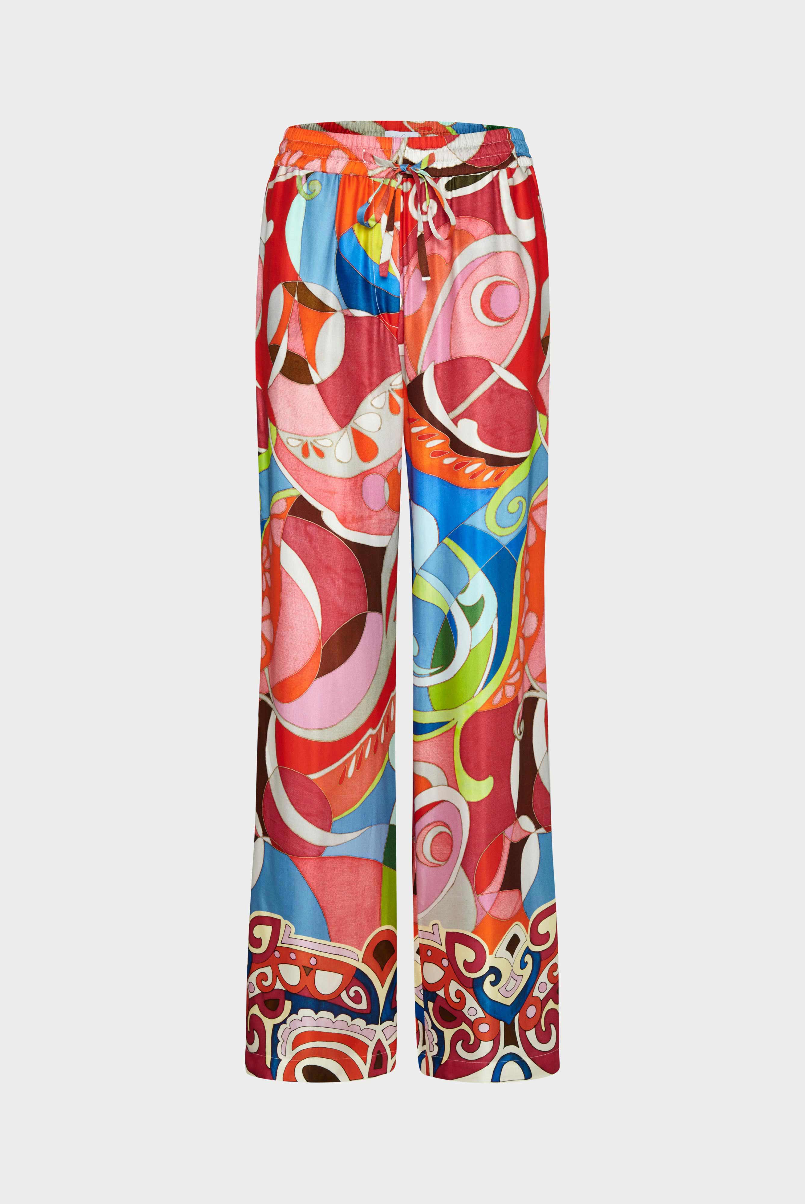 Hose mit Gummizug aus bedruckter Viskose