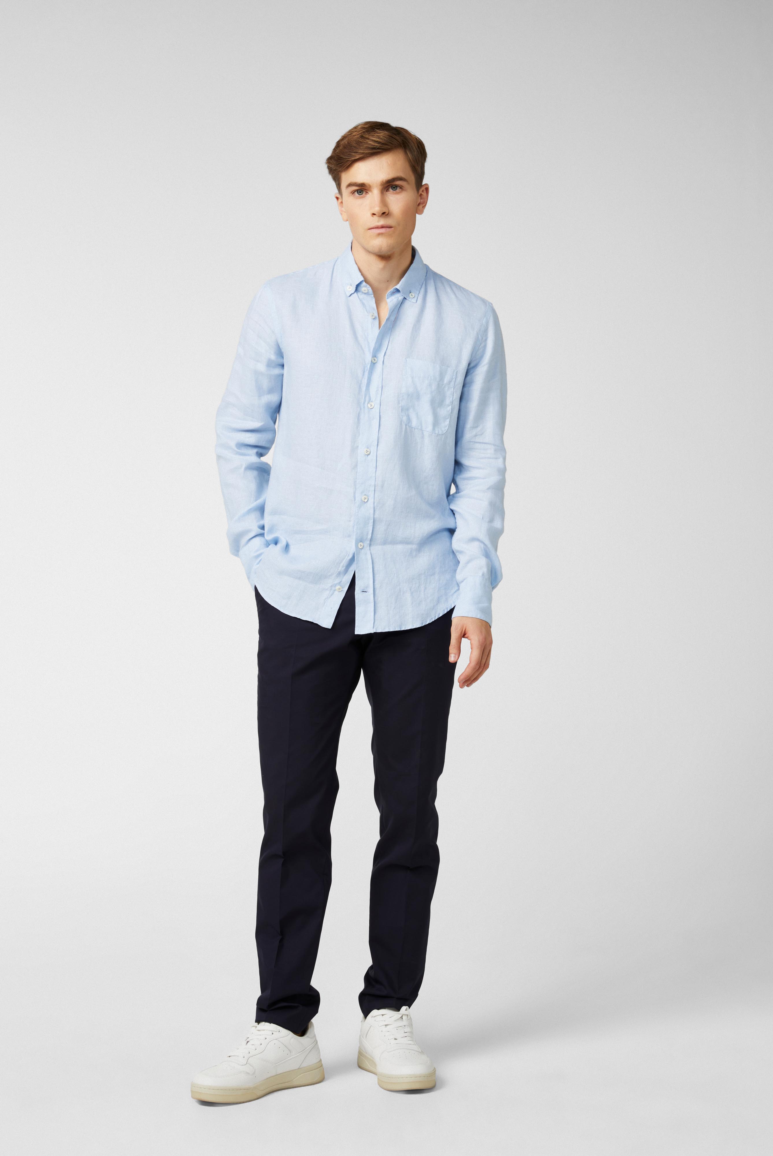 Leinenhemd mit Button-Down-Kragen