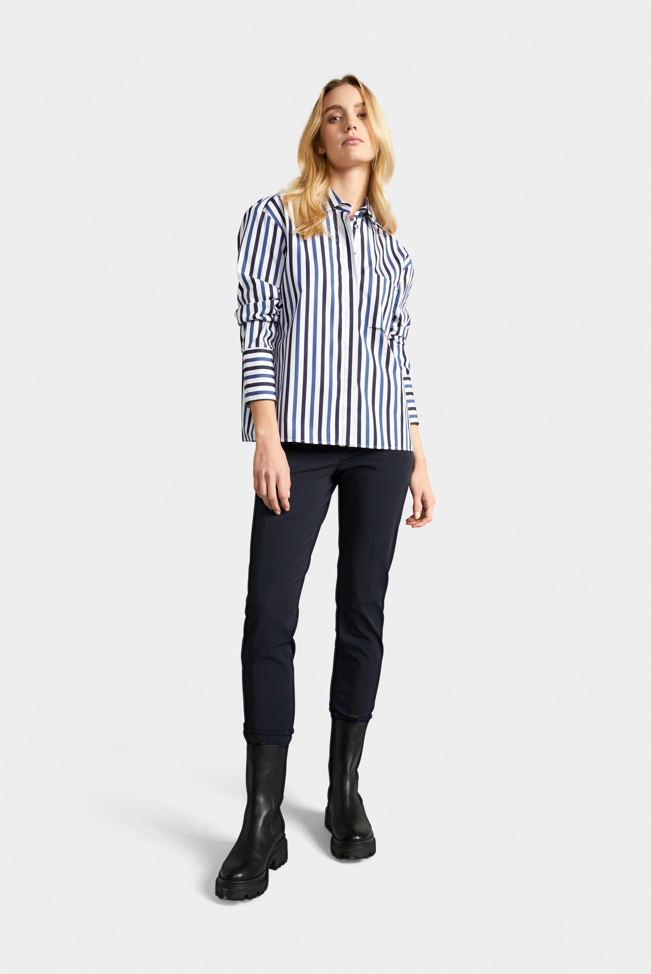 Blue and white striped shirt blouse