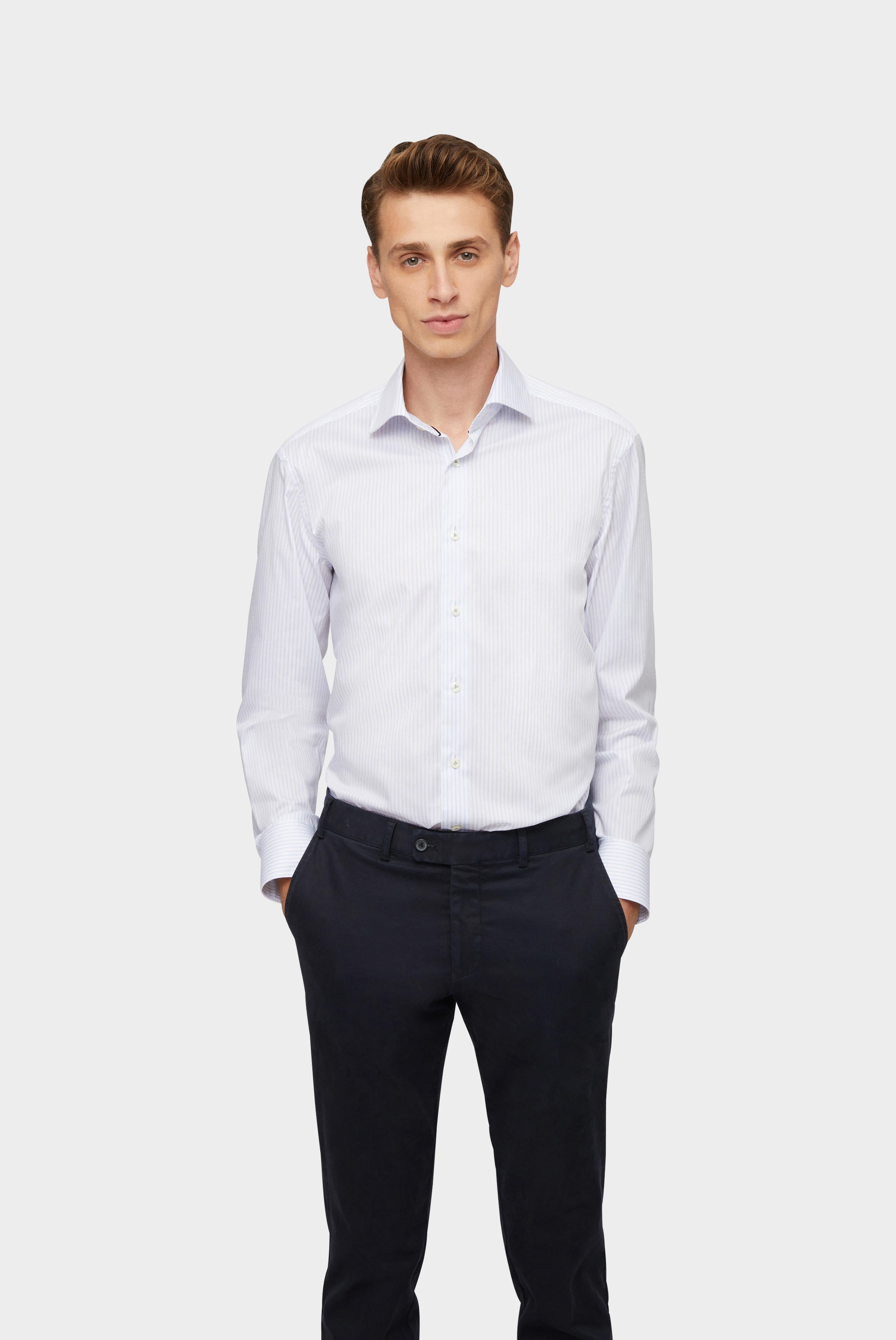 Van Laack-Bügelfreies Twill Business Hemd Tailor Fit Hellblau Gestreift-Hemden & Blusen-Black-Deal-Outlet-by-ARCHIVIST