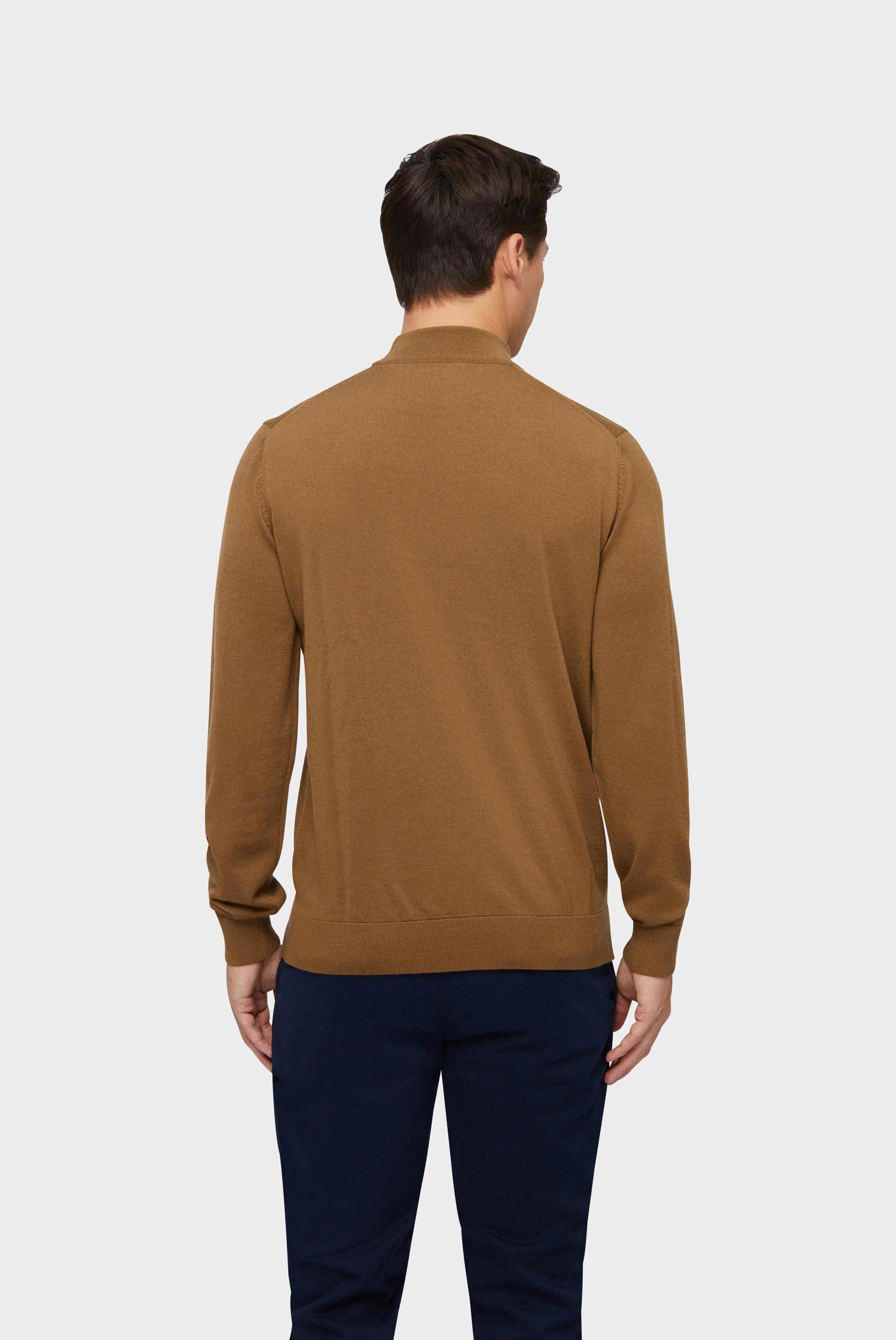 Mock Neck Pullover aus Merinowolle Braun