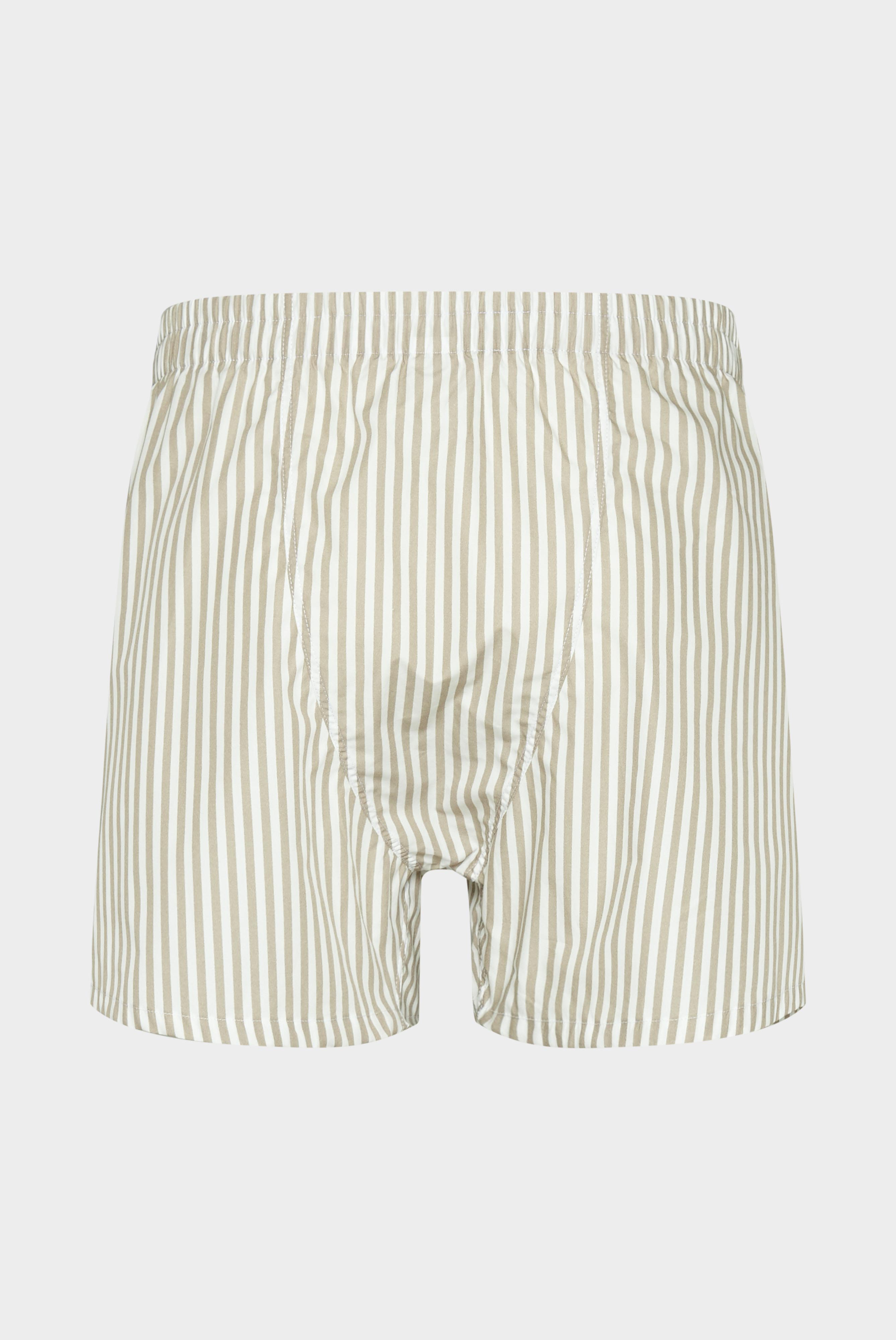 Gestreifte Boxershorts aus bedruckter Popeline Beige