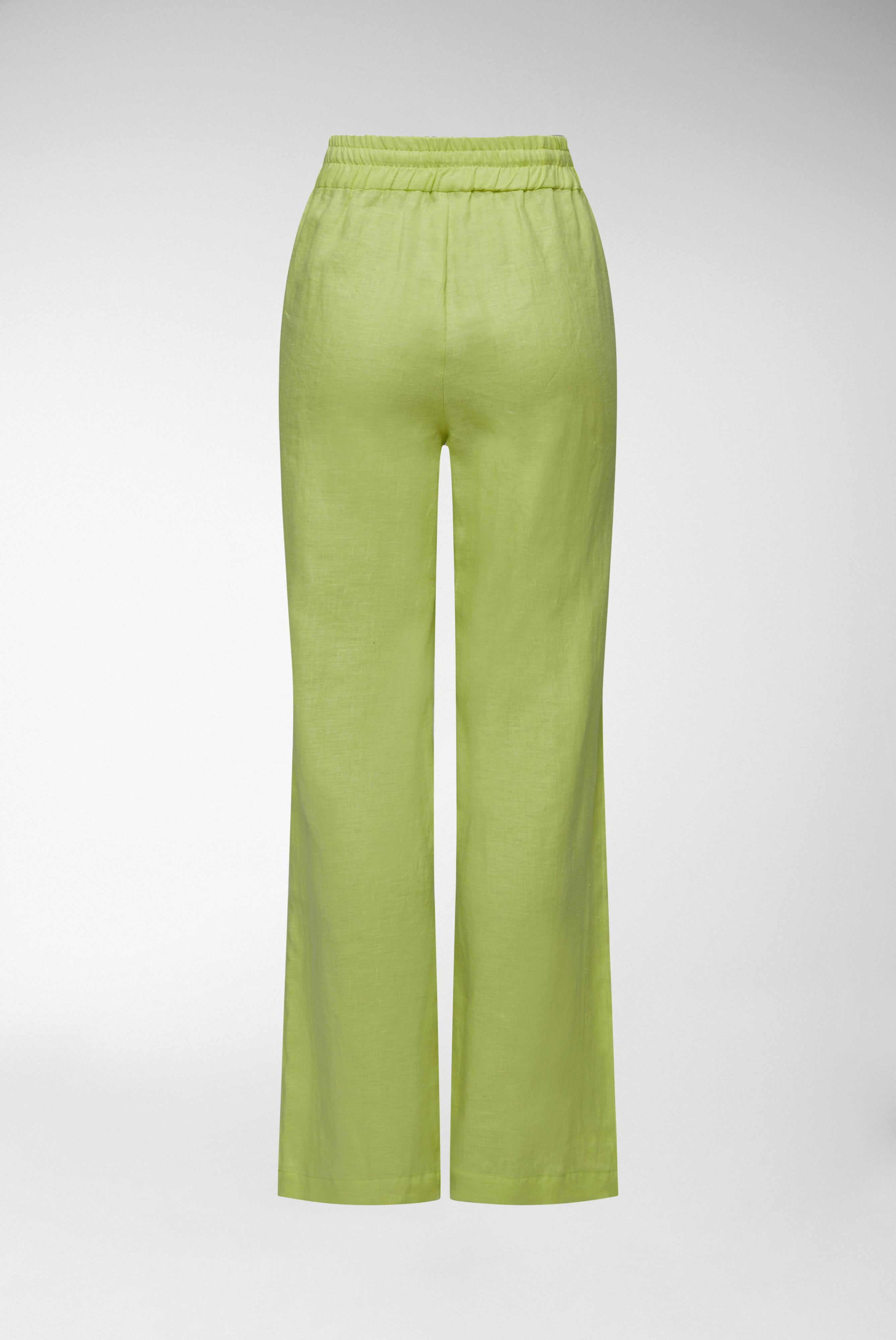 Gerade geschnittene Hose mit elastischem Bund aus  Leinen Koralle