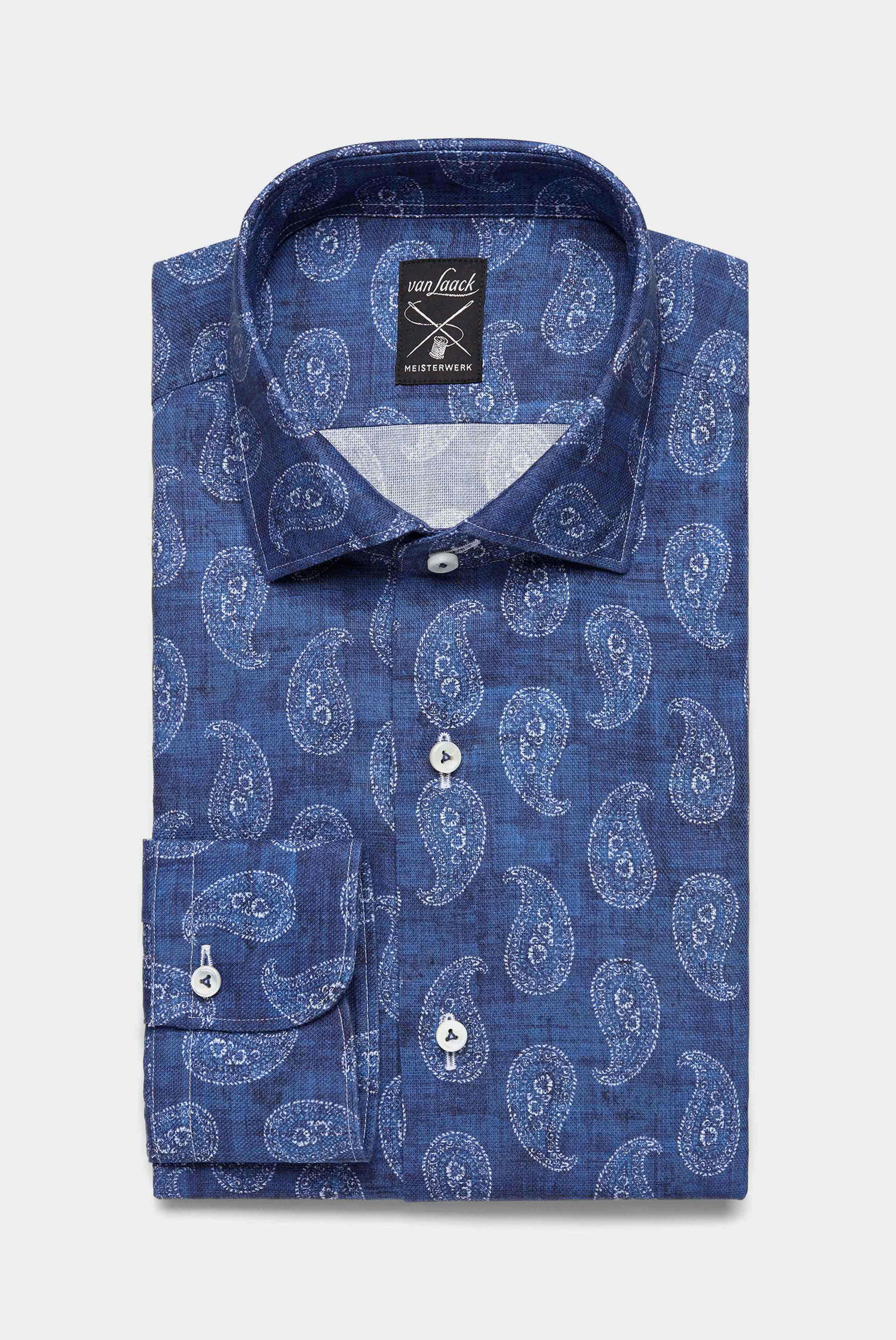 Luxurious shirt with paisley print, blue
