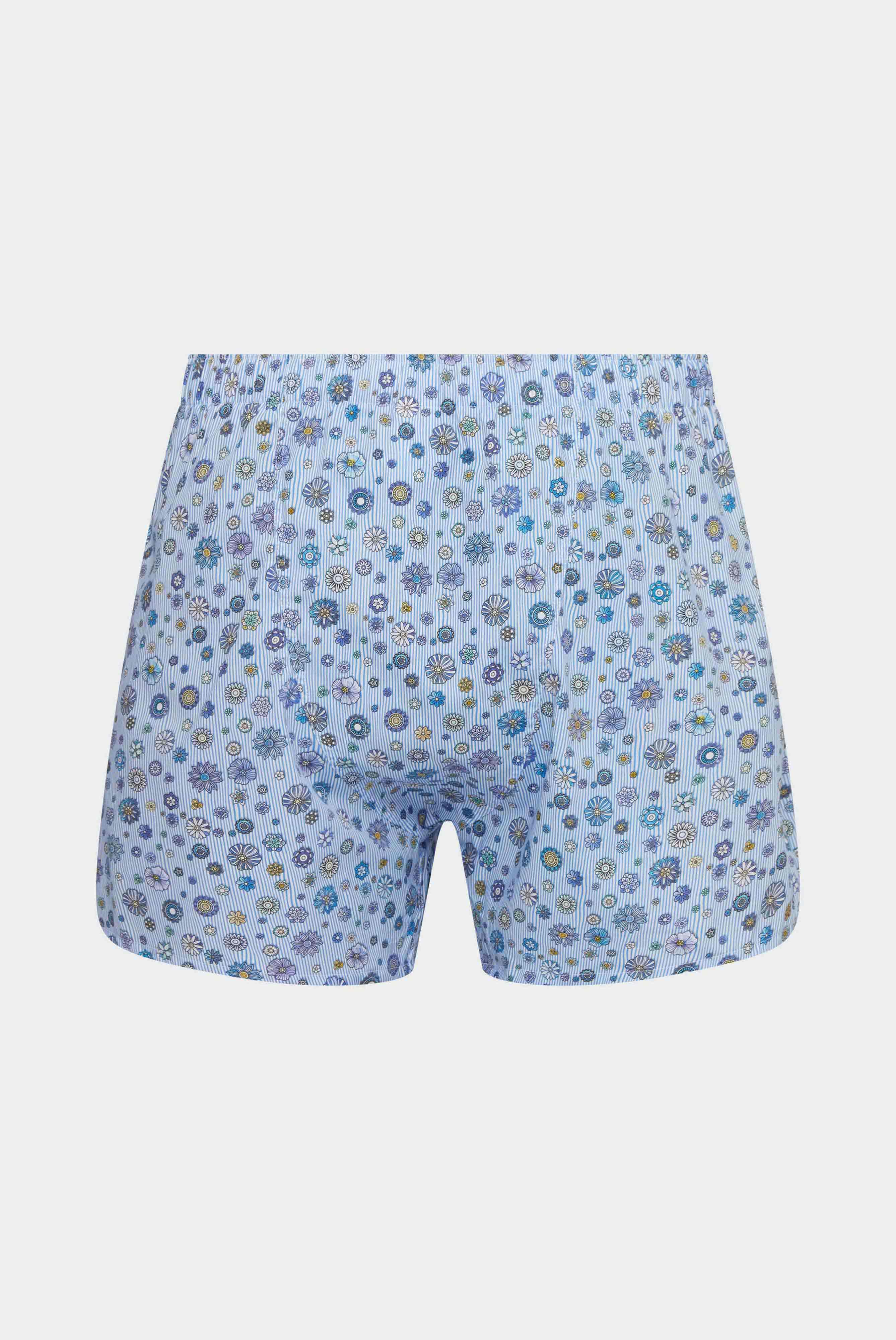 Bequeme Boxershort aus Baumwolle mit Blumen Druck Blau