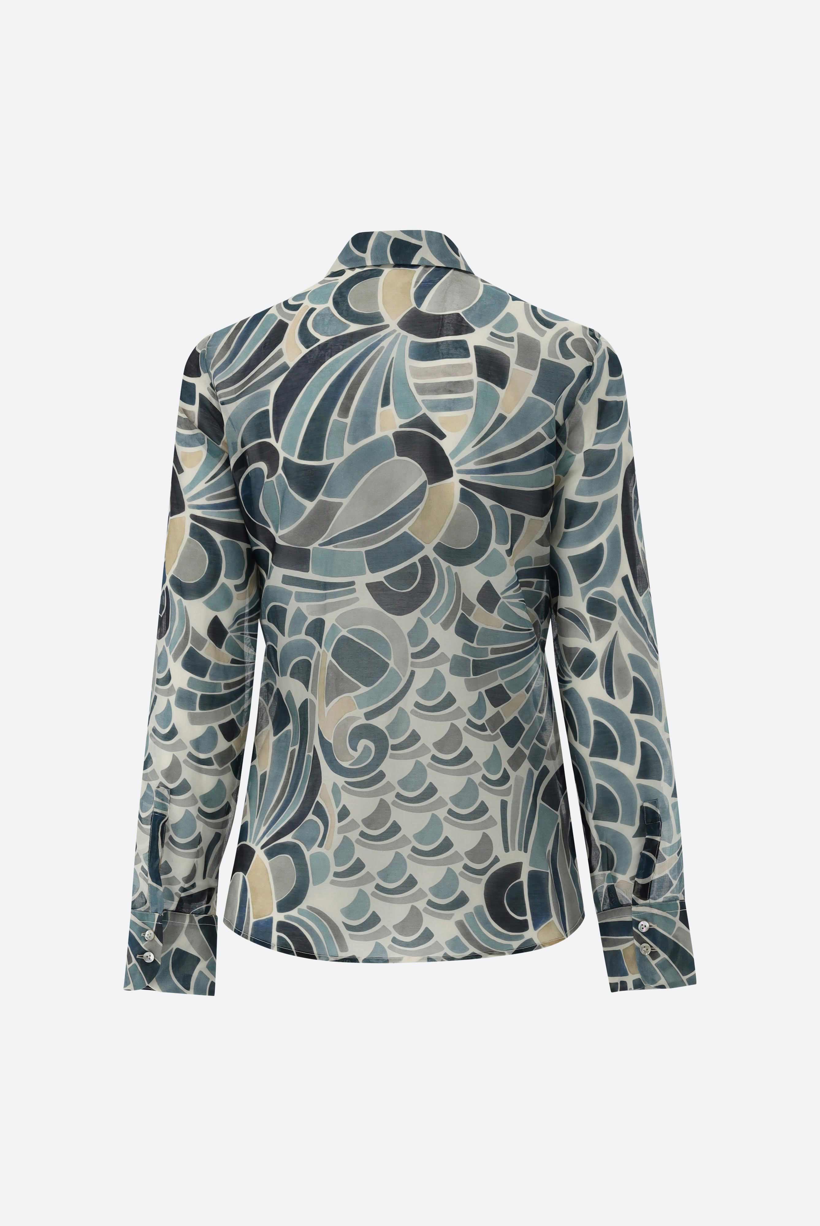 Taillierte Hemdbluse mit Ornamentdruck