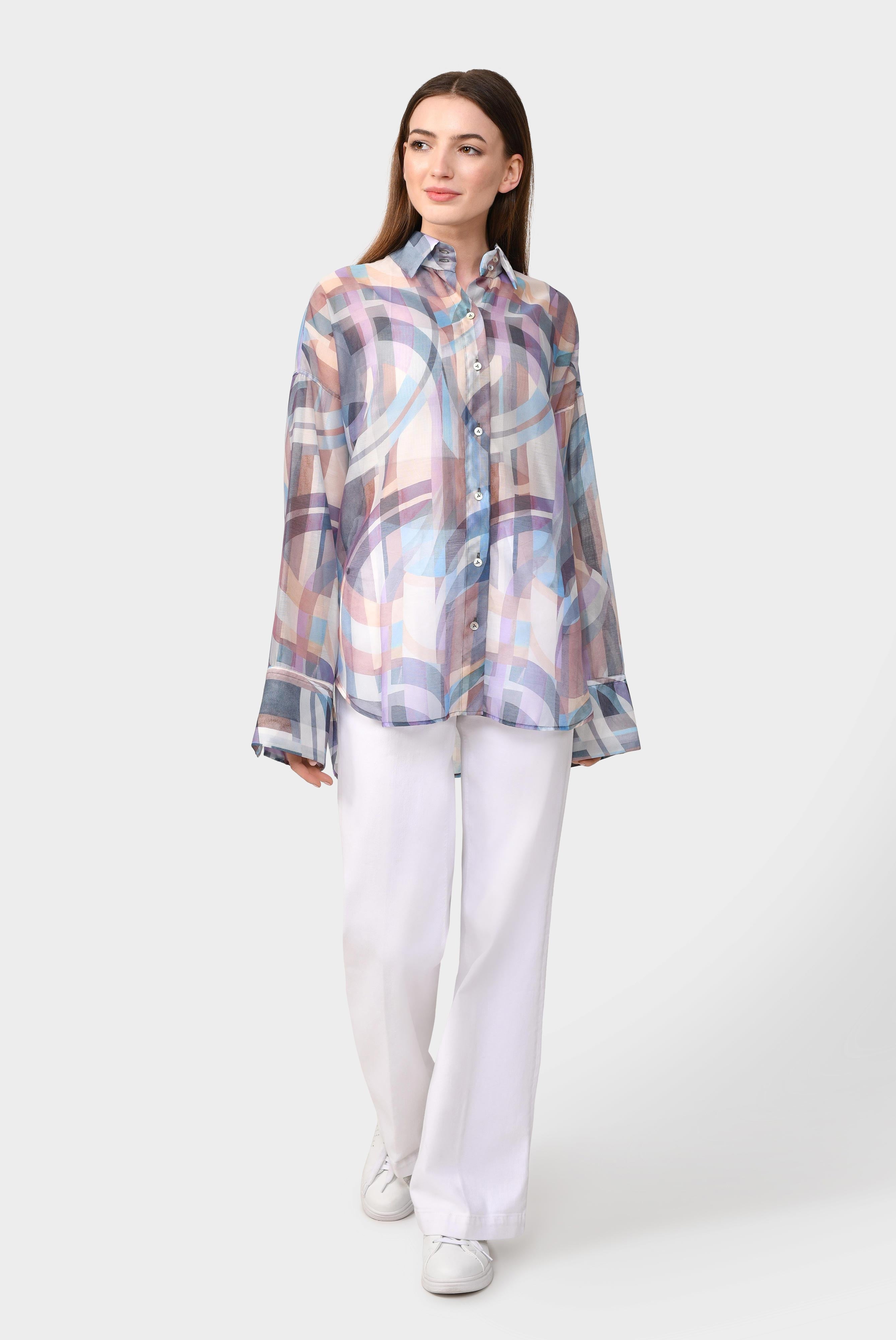 Van Laack-Oversize Hemdbluse mit geometrischem Druck-Hemden & Blusen-Black-Deal-Outlet-by-ARCHIVIST