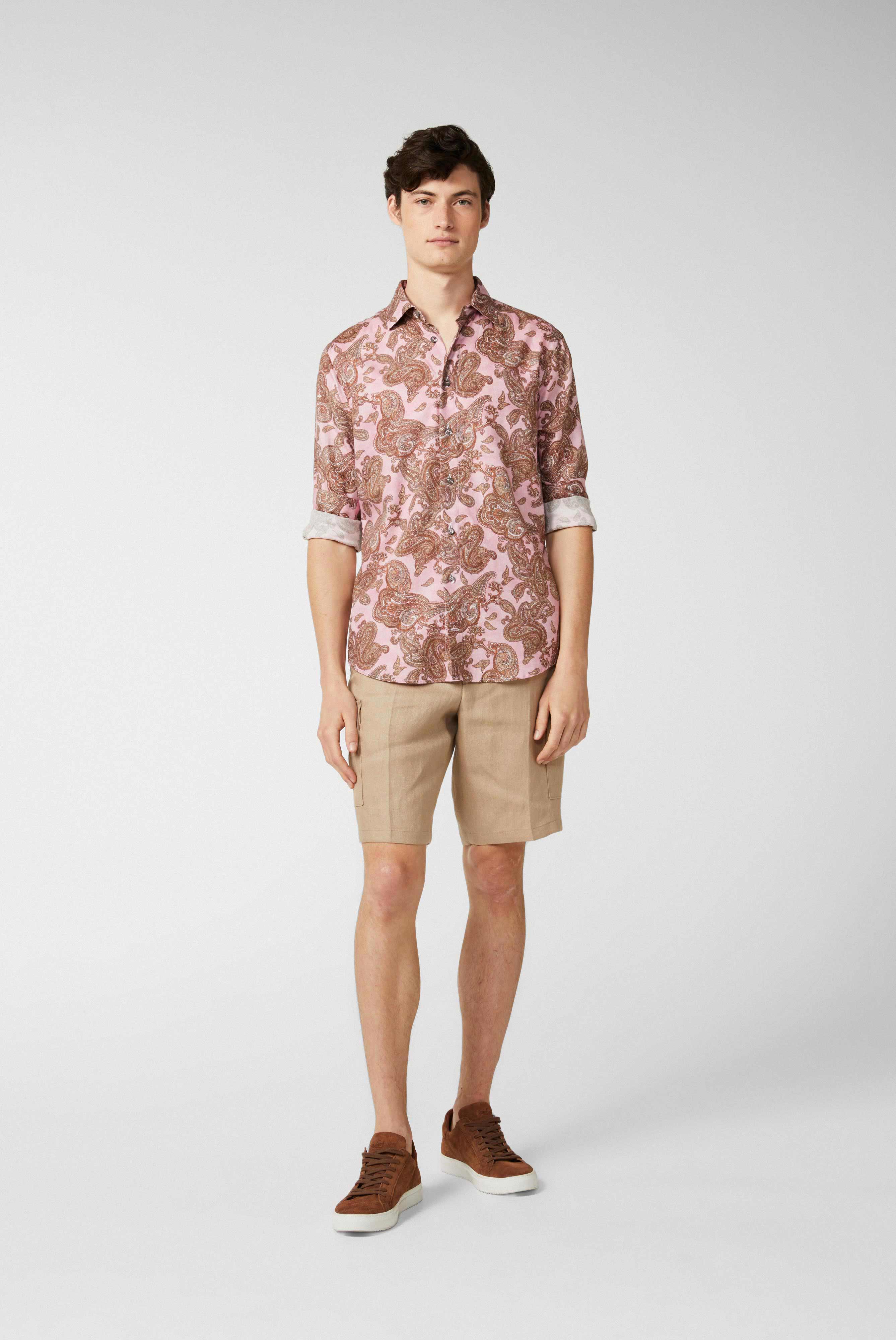 Van Laack-Strukturiertes Baumwollhemd mit Vintage Paisley-Druck und Paspeldetails-Hemden & Blusen-Black-Deal-Outlet-by-ARCHIVIST