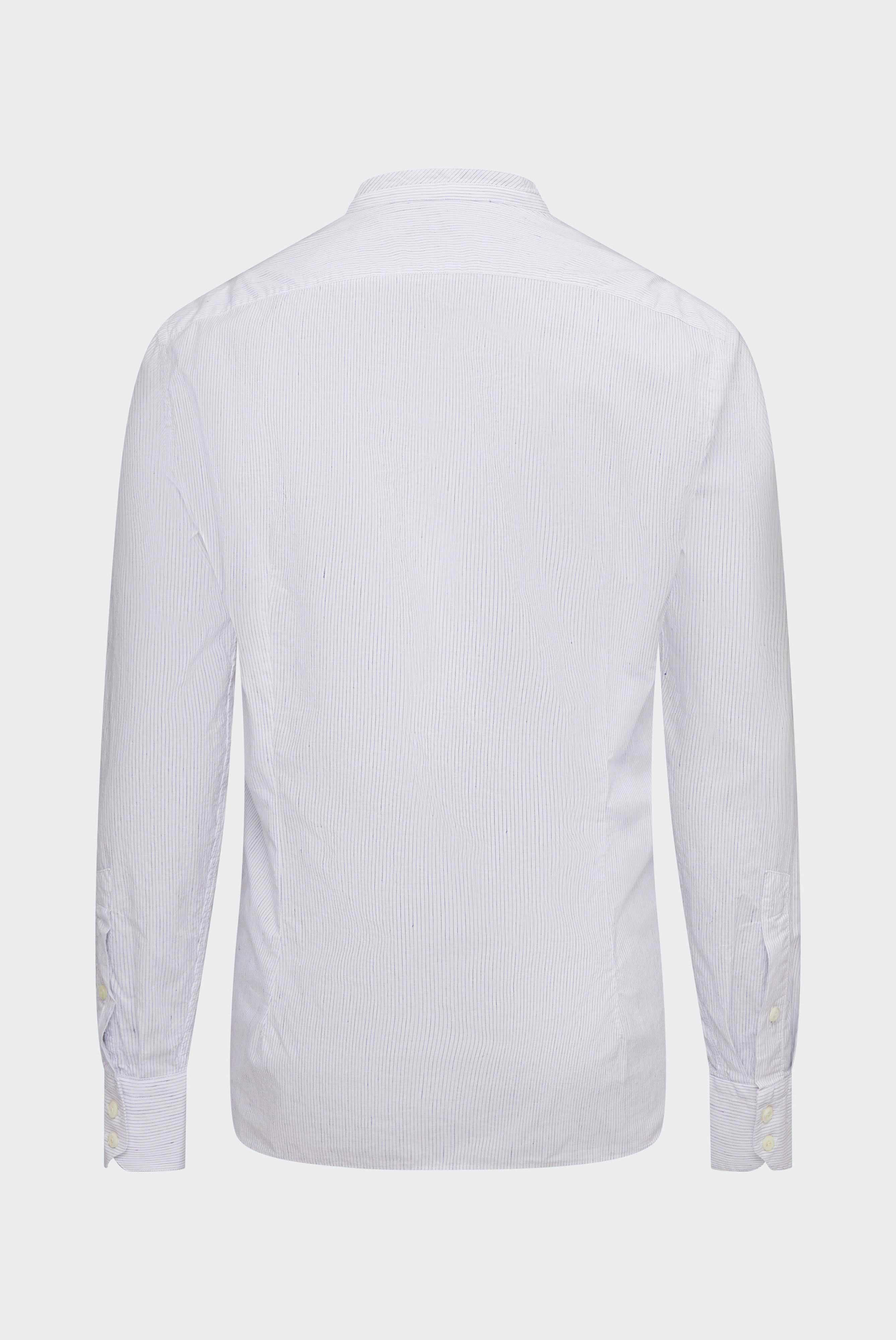 Van Laack-Sommerliches Hemd mit Stehkragen Tailor Fit Weiß Blau gestreift-Hemden & Blusen-Black-Deal-Outlet-by-ARCHIVIST