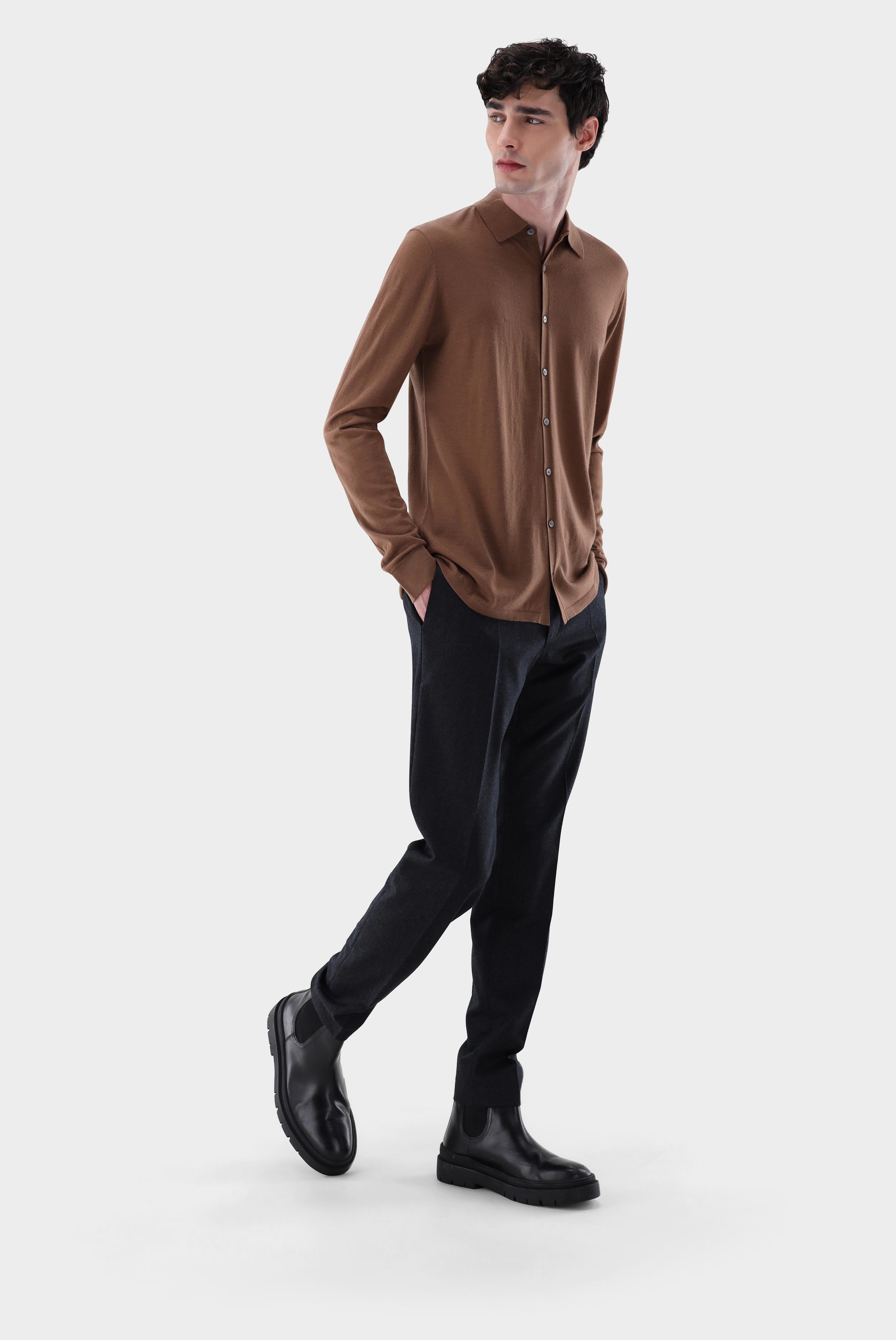 Van Laack-Strick Hemd aus ultrafeiner Merinowolle-Hemden & Blusen-Black-Deal-Outlet-by-ARCHIVIST