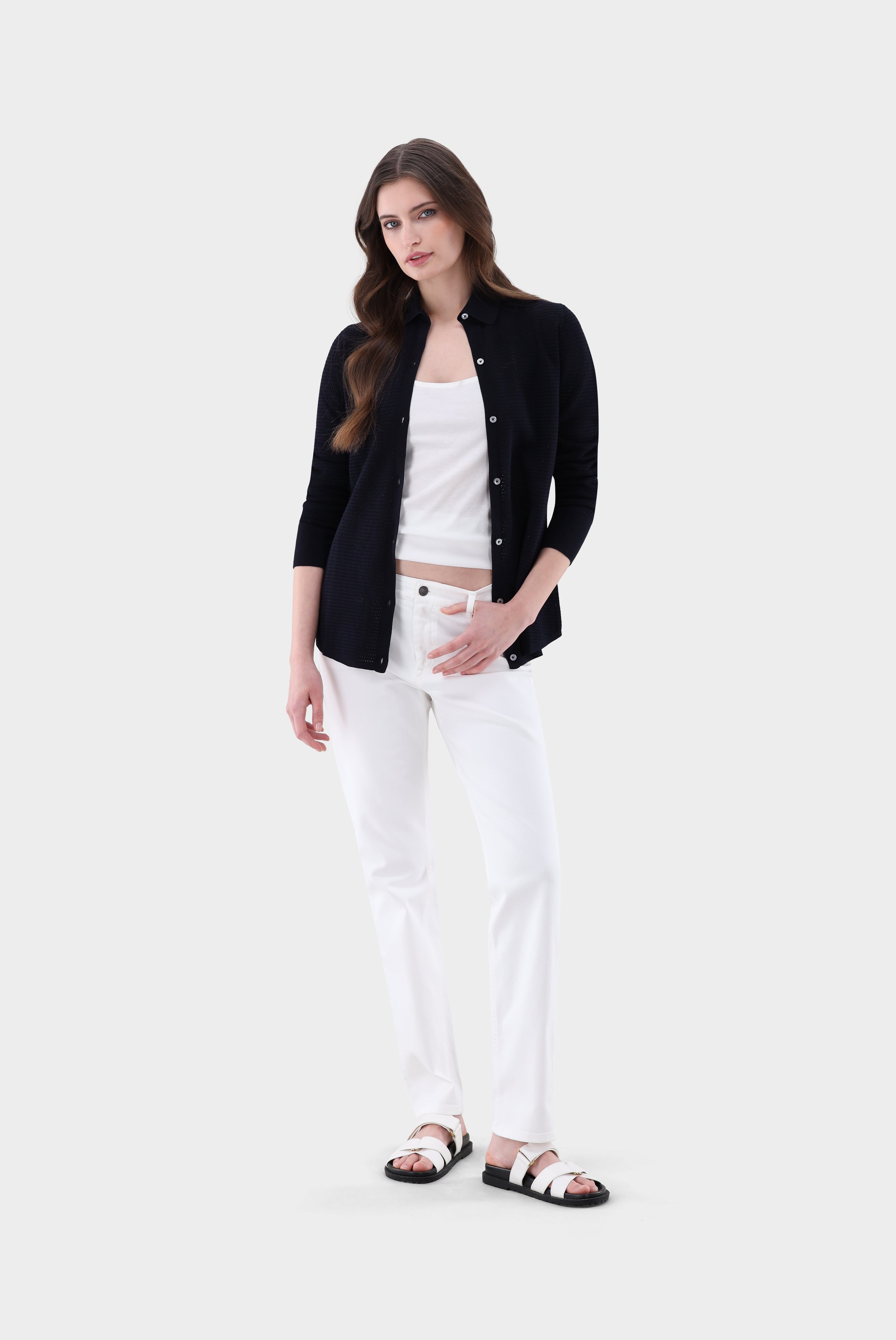 Van Laack-Bluse mit Retro Struktur aus Air Cotton-Hemden & Blusen-Black-Deal-Outlet-by-ARCHIVIST