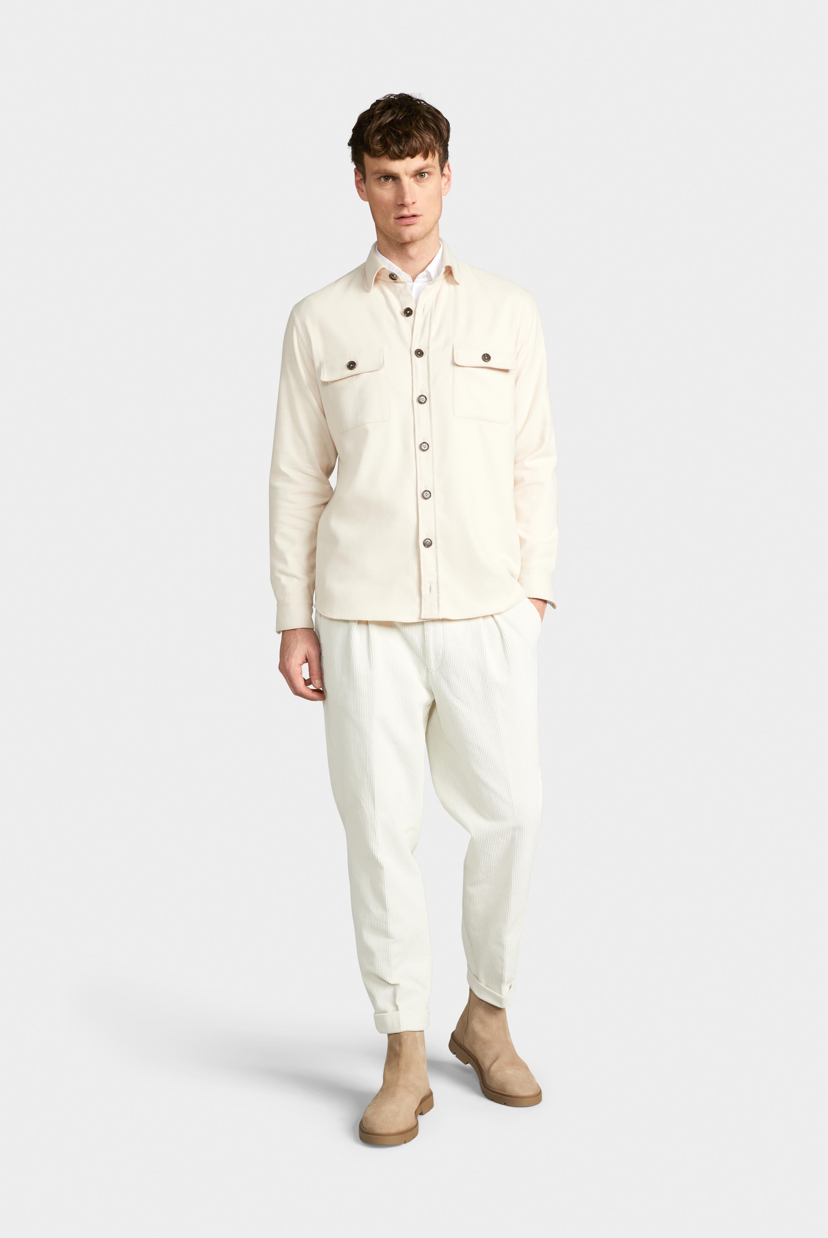 Hemdjacke aus Flanell-Twill Beige