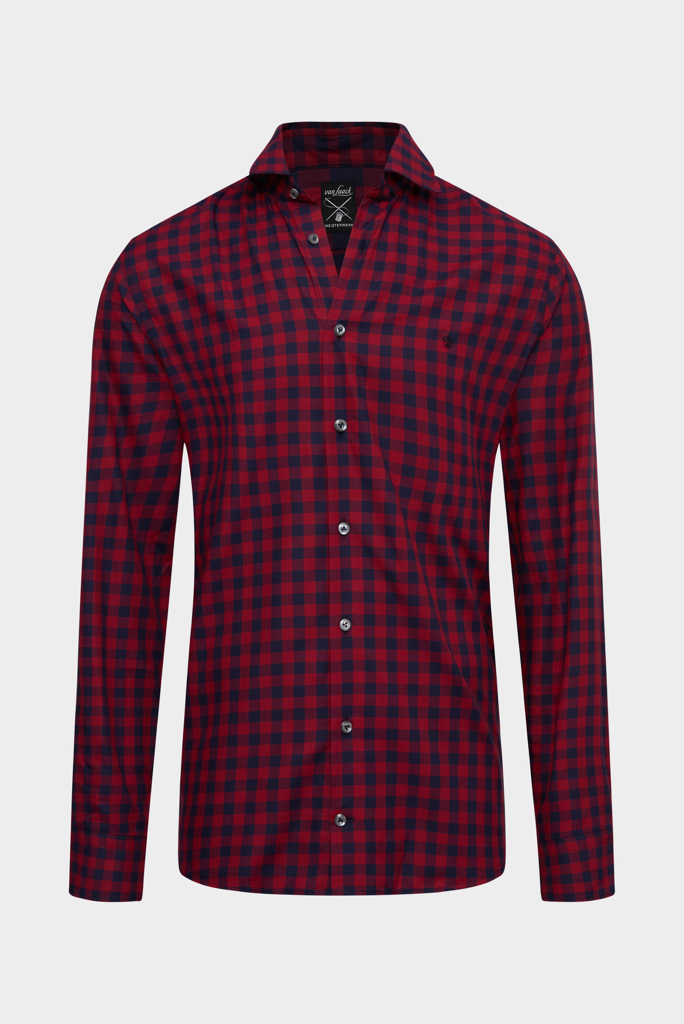 Van Laack-Hemd mit Kentkragen Slim Fit Blau/Rot Kariert-Hemden & Blusen-Black-Deal-Outlet-by-ARCHIVIST