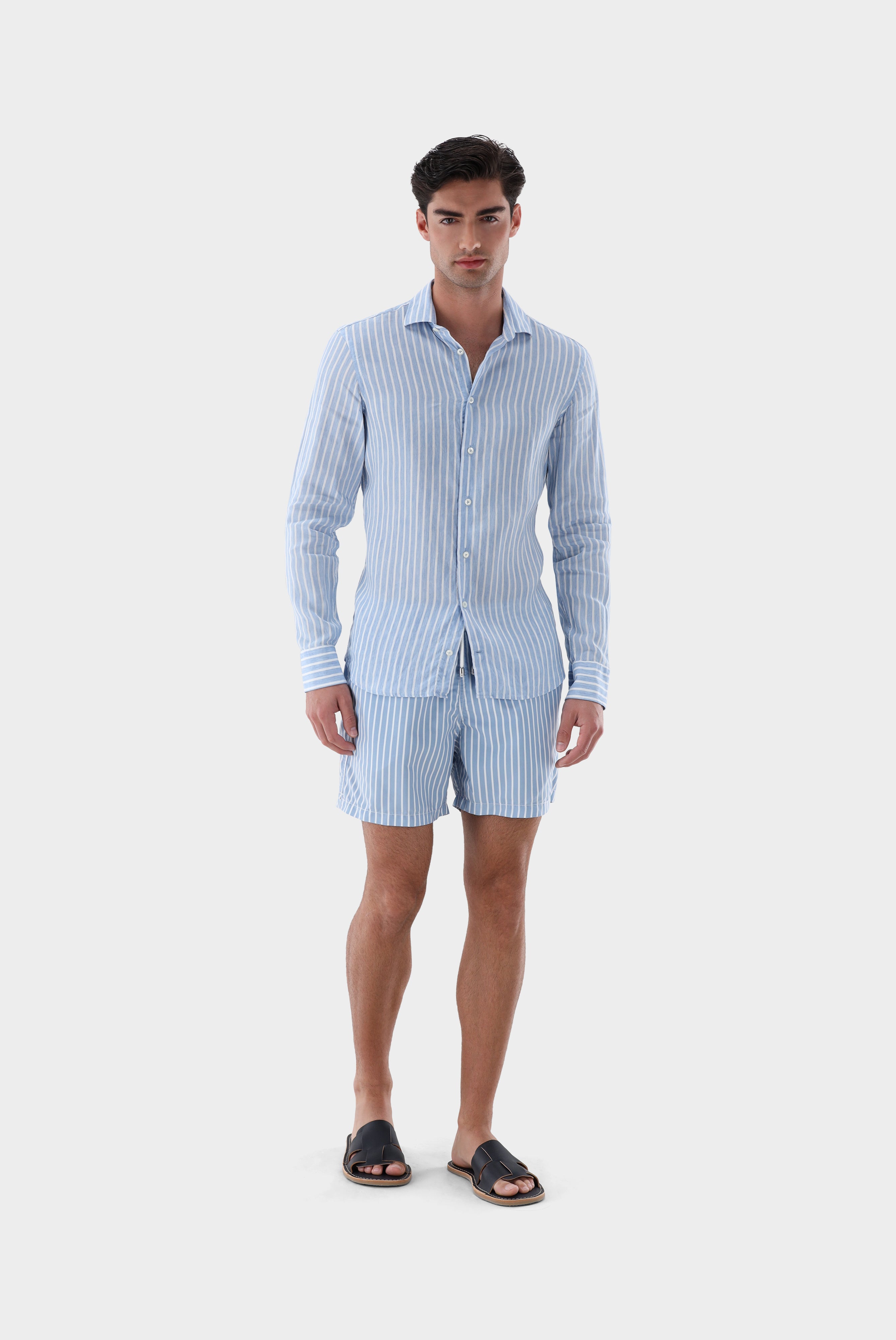 Van Laack-Gestreiftes Hemd aus Tencel und Leinen-Hemden & Blusen-Black-Deal-Outlet-by-ARCHIVIST