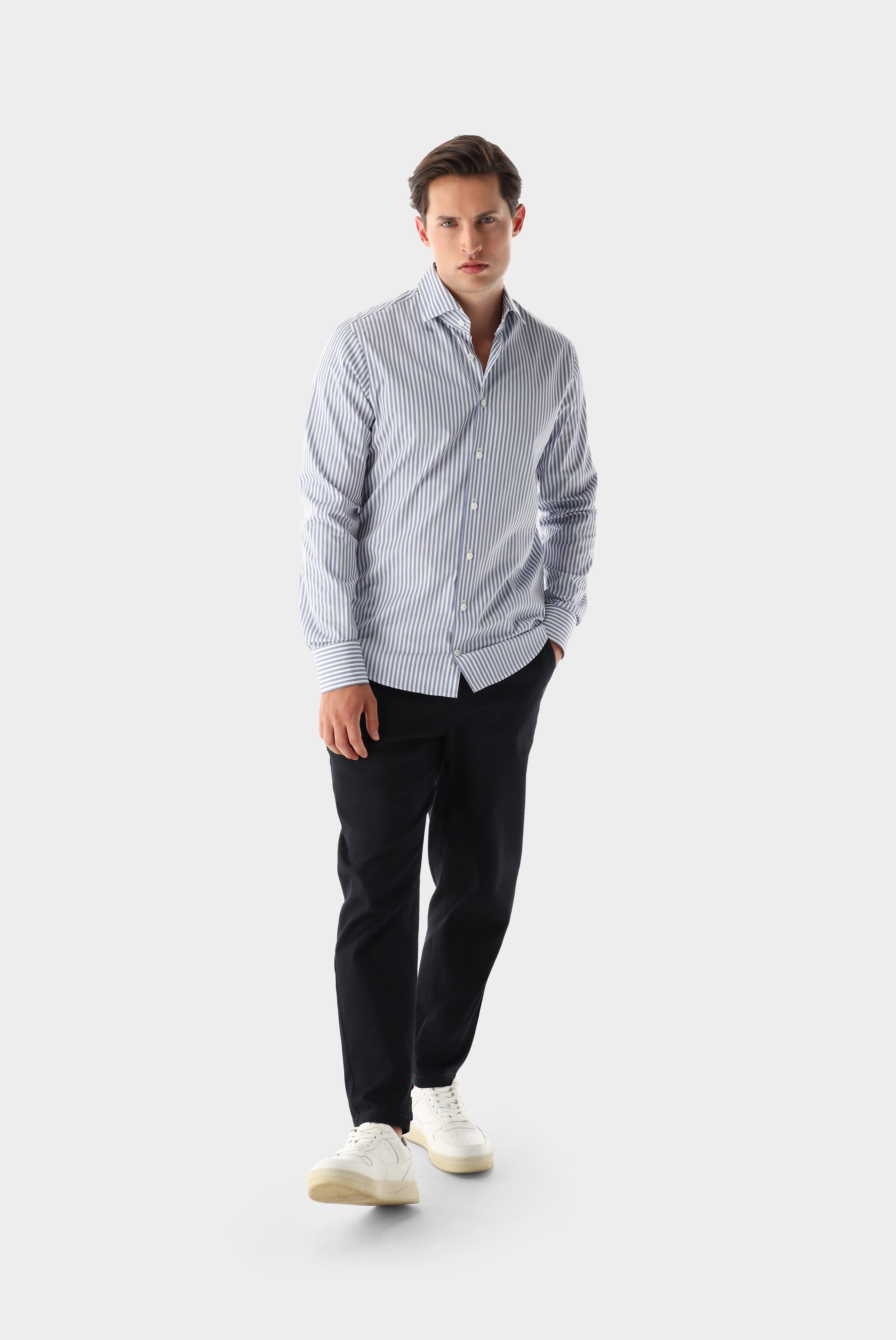 Gestreiftes Twill Hemd Tailor Fit