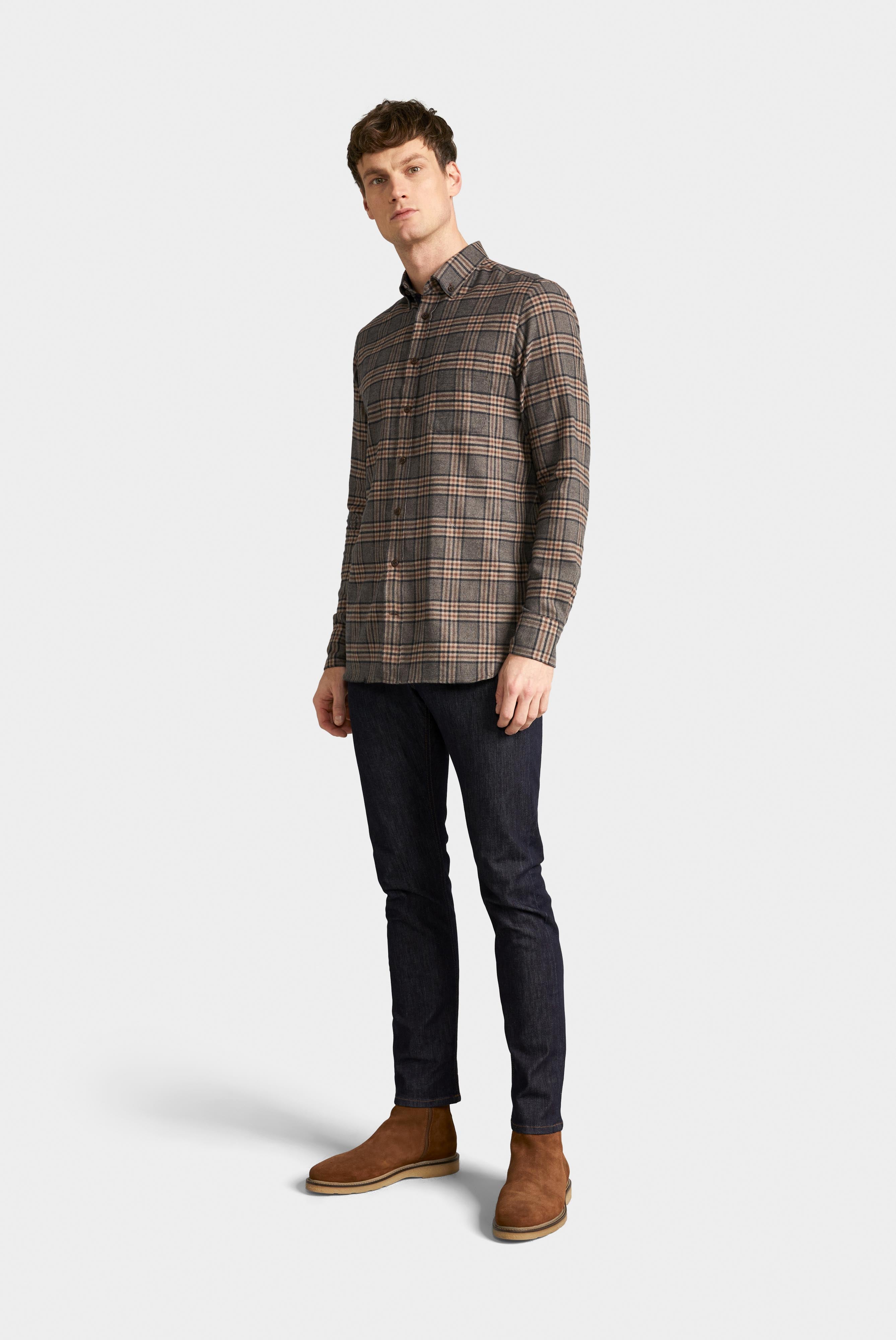 Van Laack-Flanell Hemd mit Button Down Kragen Tailor Fit Braun Kariert-Hemden & Blusen-Black-Deal-Outlet-by-ARCHIVIST